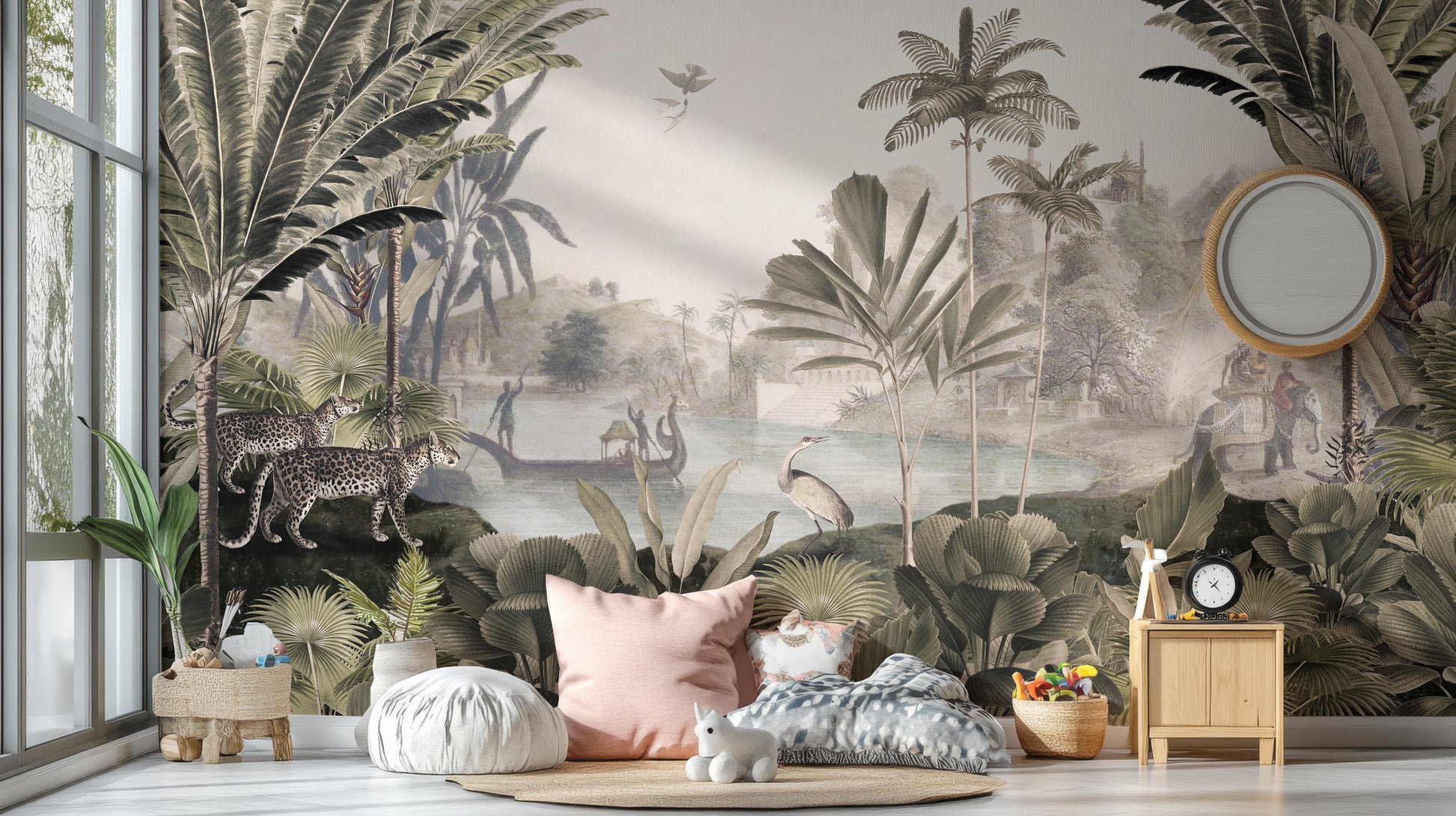 Leopard Landscape with sepia color Jungle wallpaper murals - Giffywalls