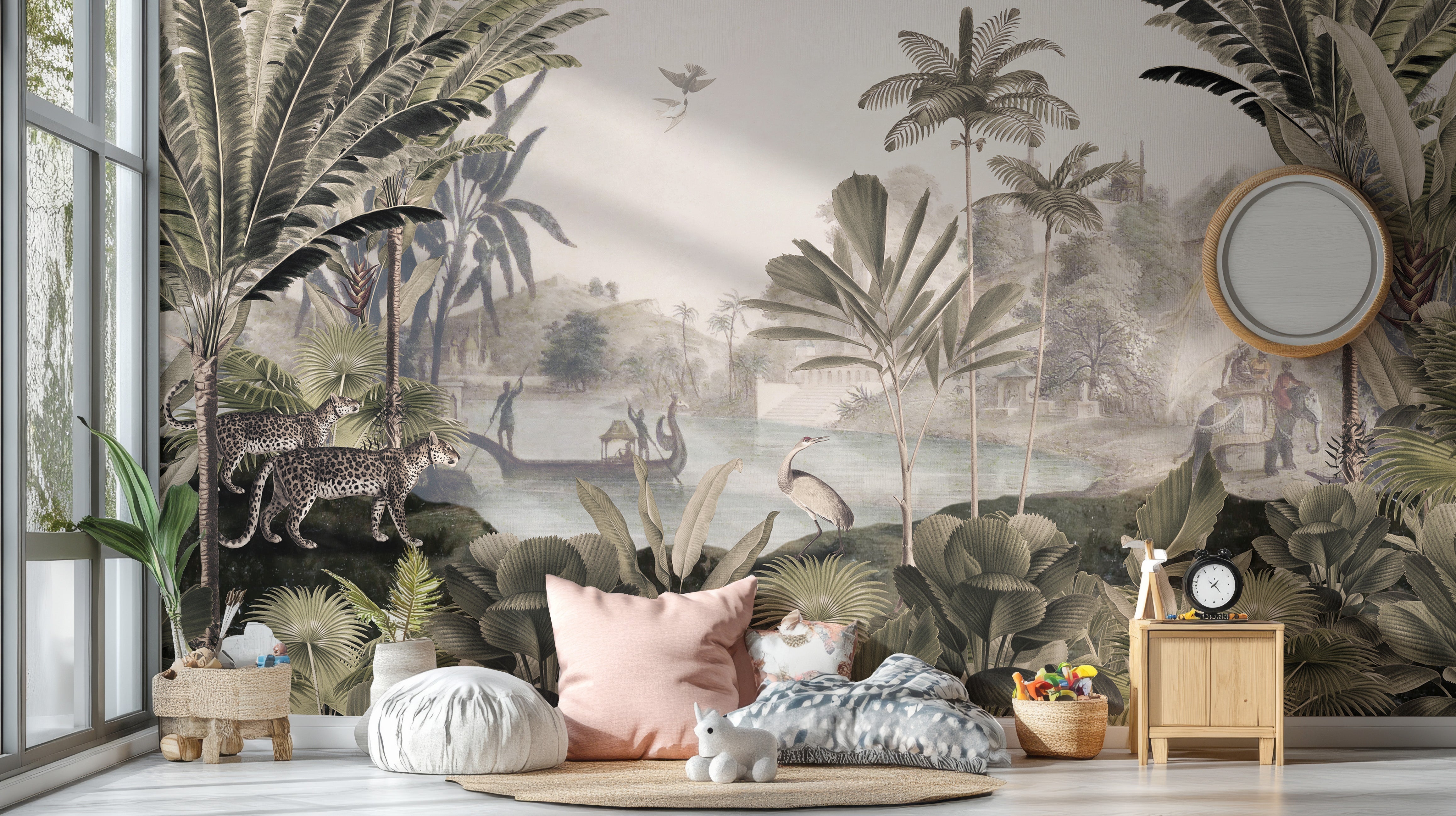 Leopard Landscape with sepia color Jungle wallpaper murals - Giffywalls