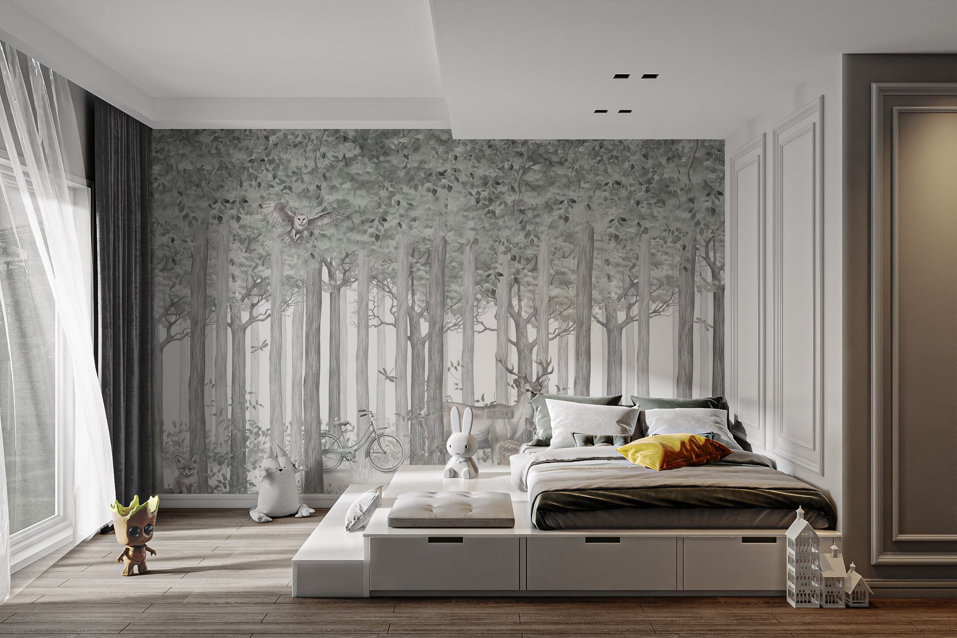 Mystical forest wallpaper for kids' room
