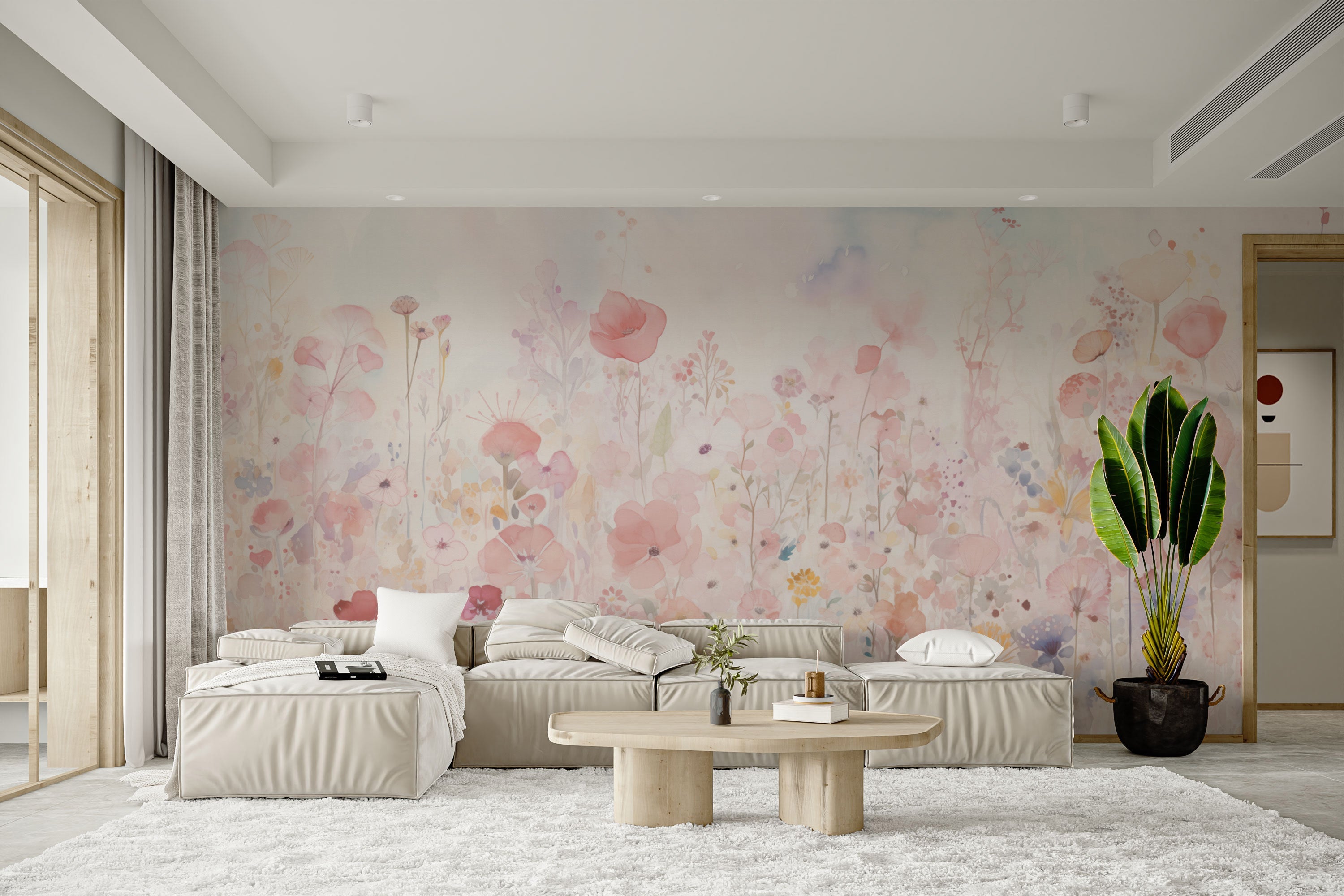 Watercolour Garden Bliss Wallpaper Mural - Giffywalls