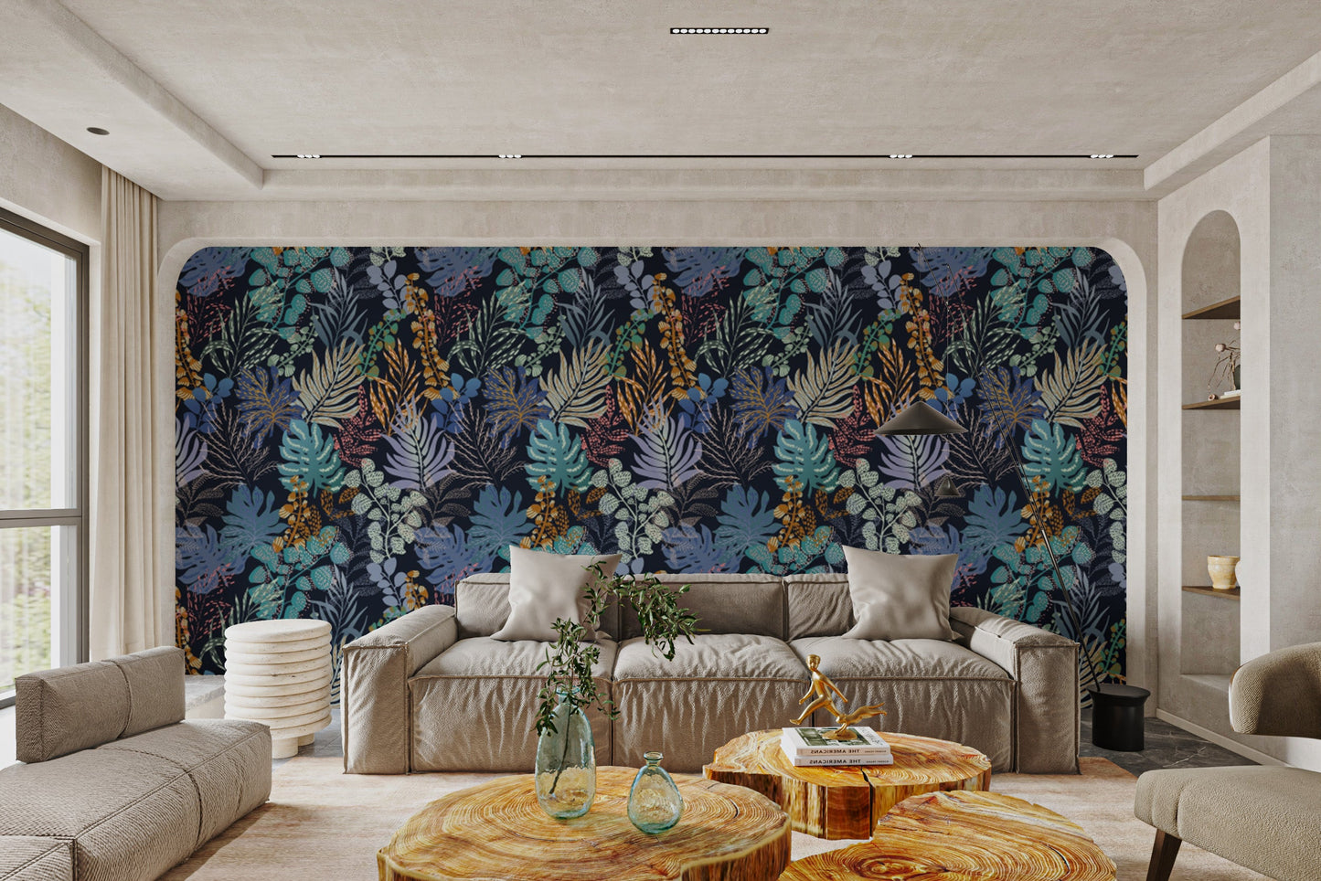 Stylish jungle night wallpaper for renters