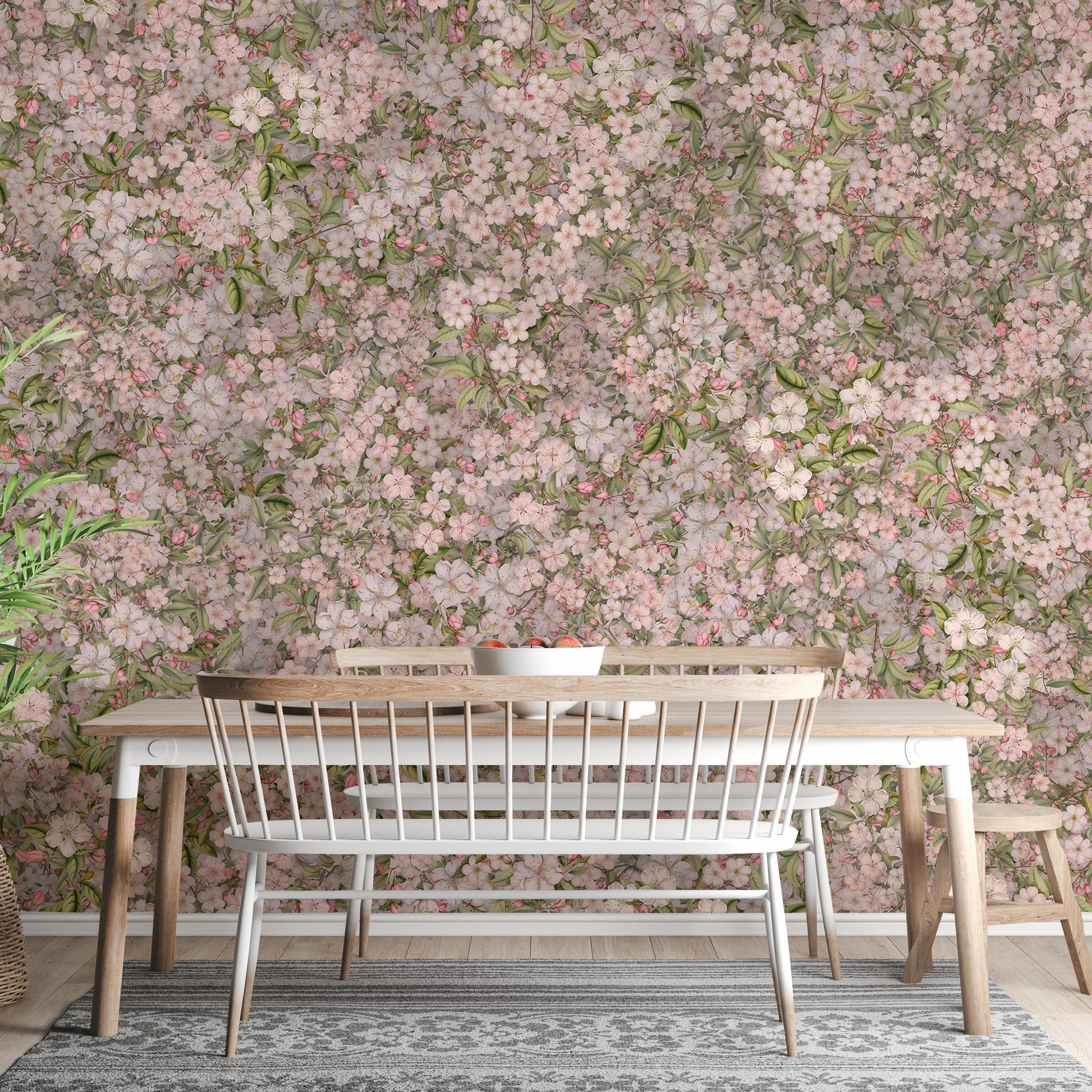 Pink and Green Cherry Blossom Flower Wallpaper Murals - Giffywalls