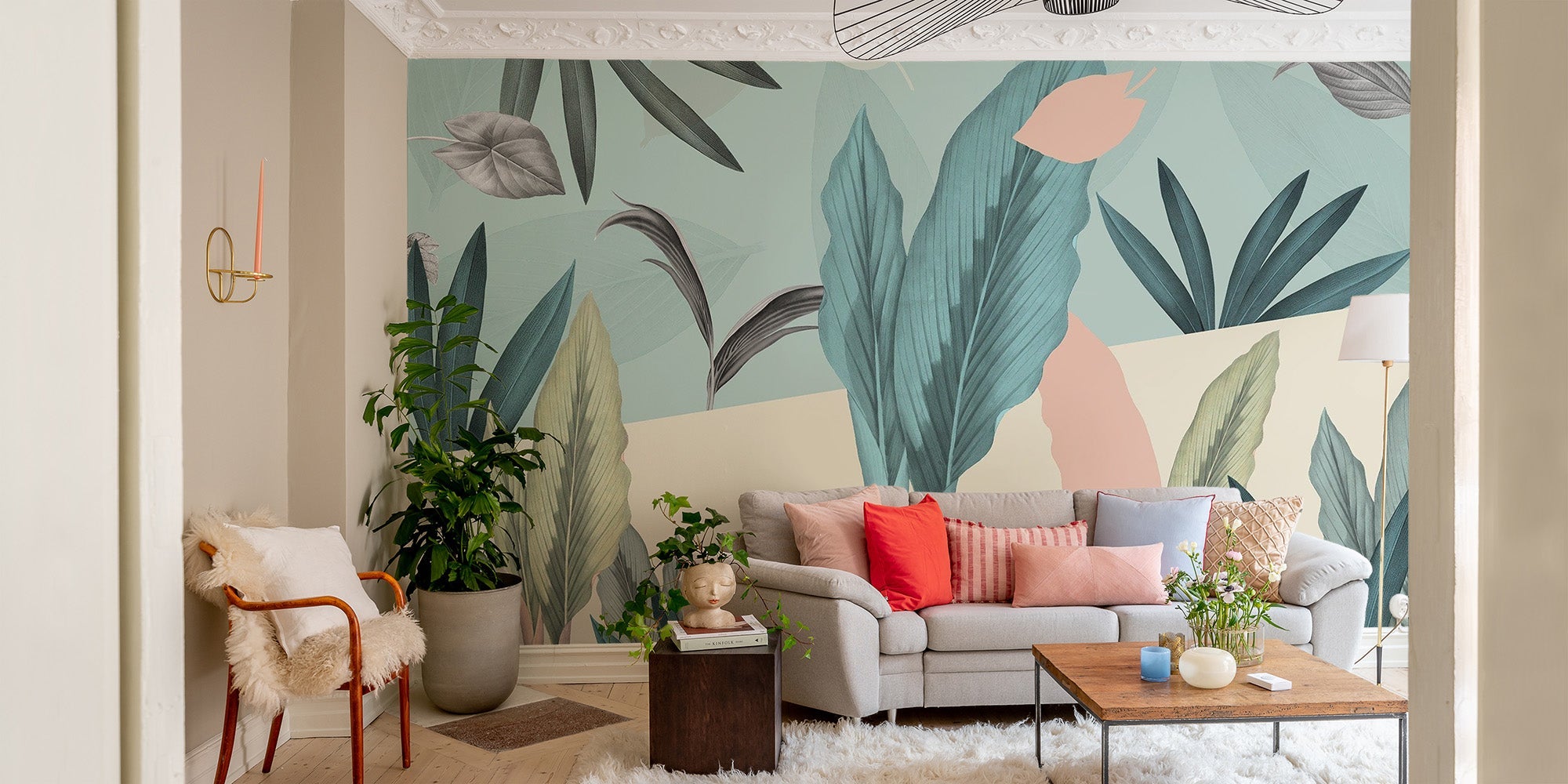 Botanical leaf wallpaper for modern decor
