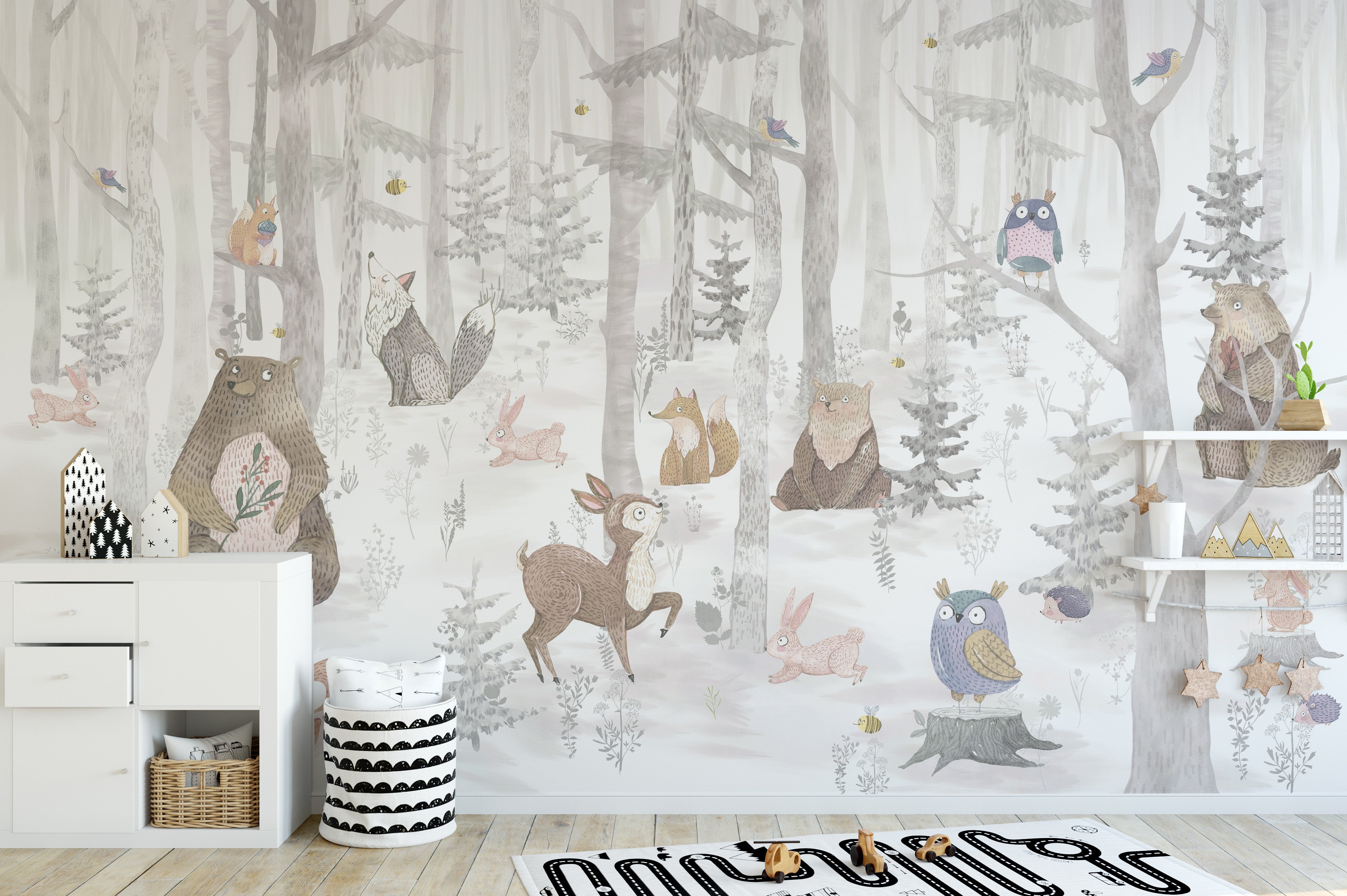 Watercolor Kids Animal Wallpaper Murals - Giffywalls