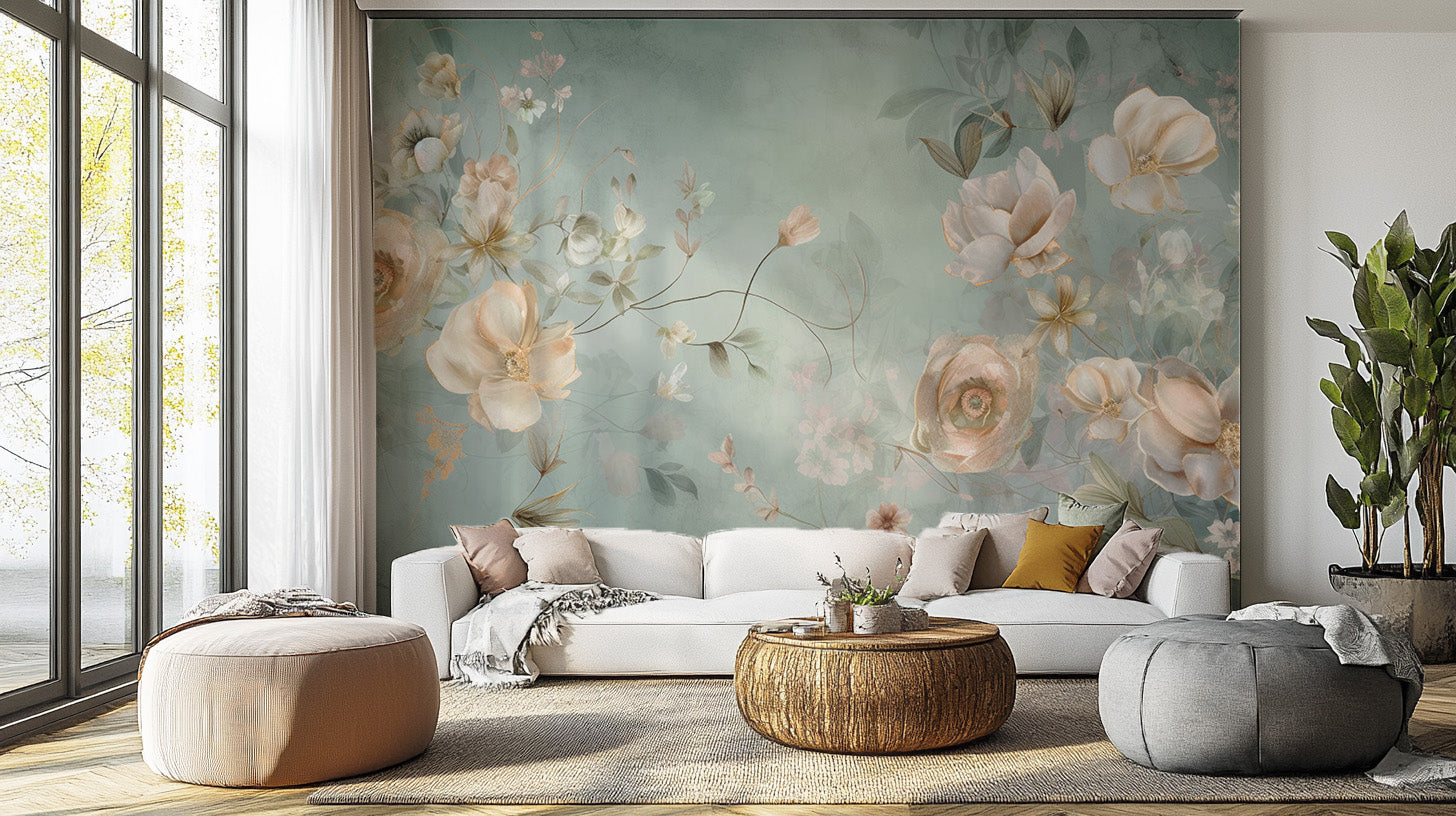 Delicate Blooming Flower Mural - Giffywalls