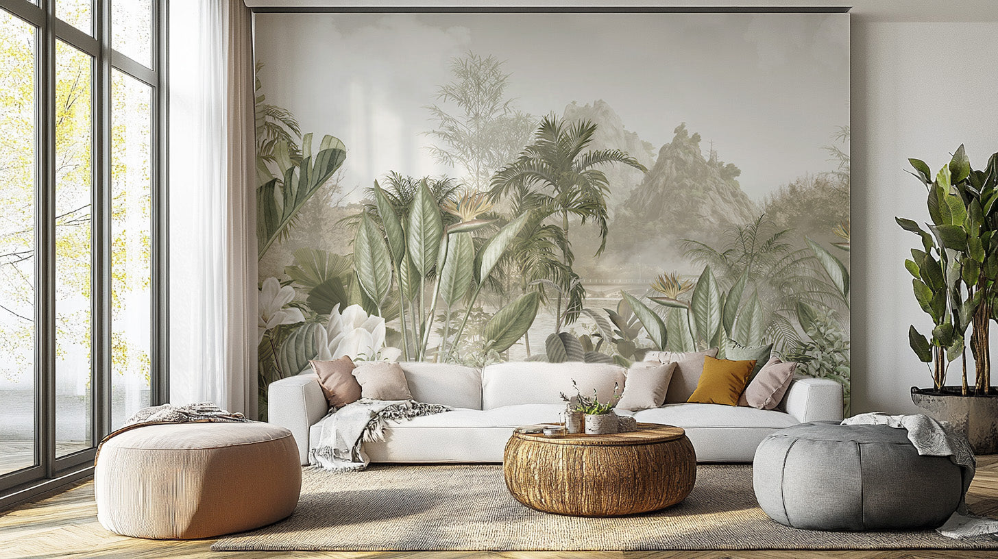 Ethereal Jungle Panorama Mural - Giffywalls