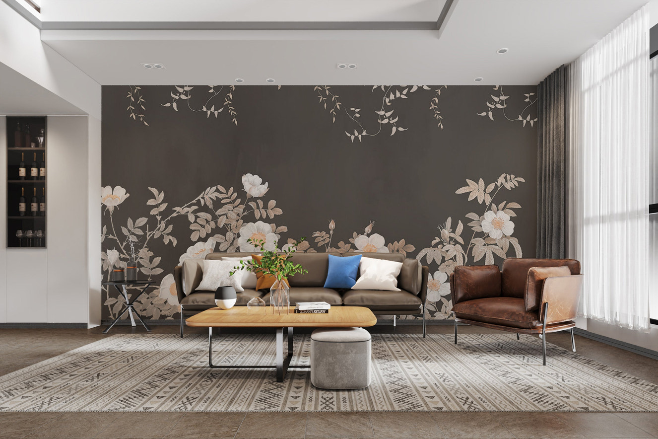 Copper Petal Noir Wall Mural for stylish walls