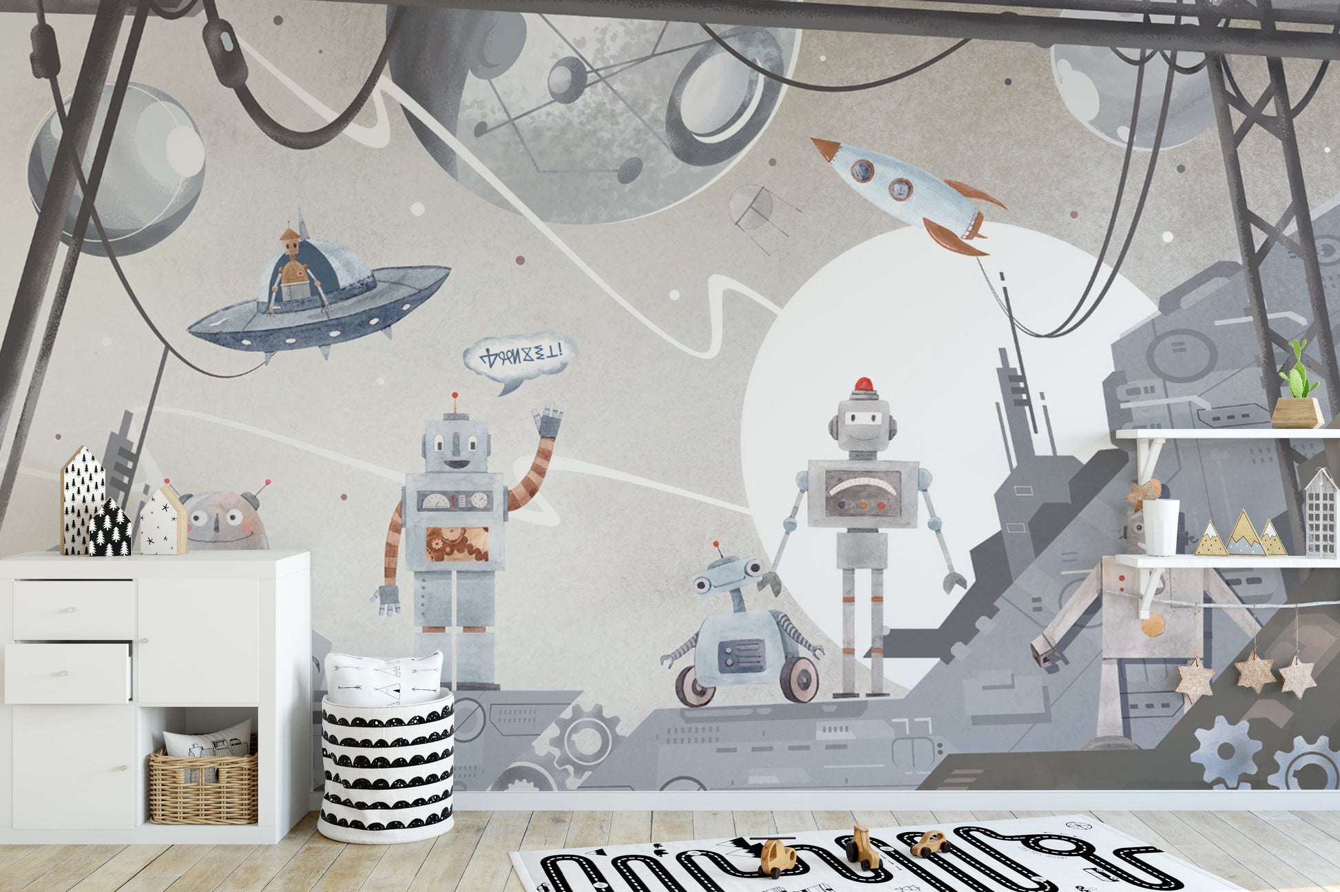 High-Tech Bot and Stars Wall Decor