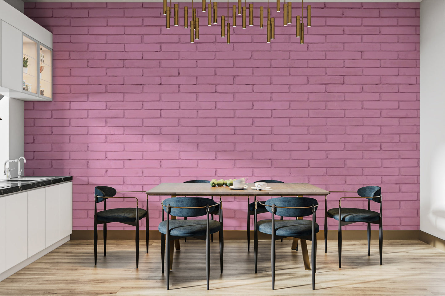 Stylish Pink Brick Wall Mural Design