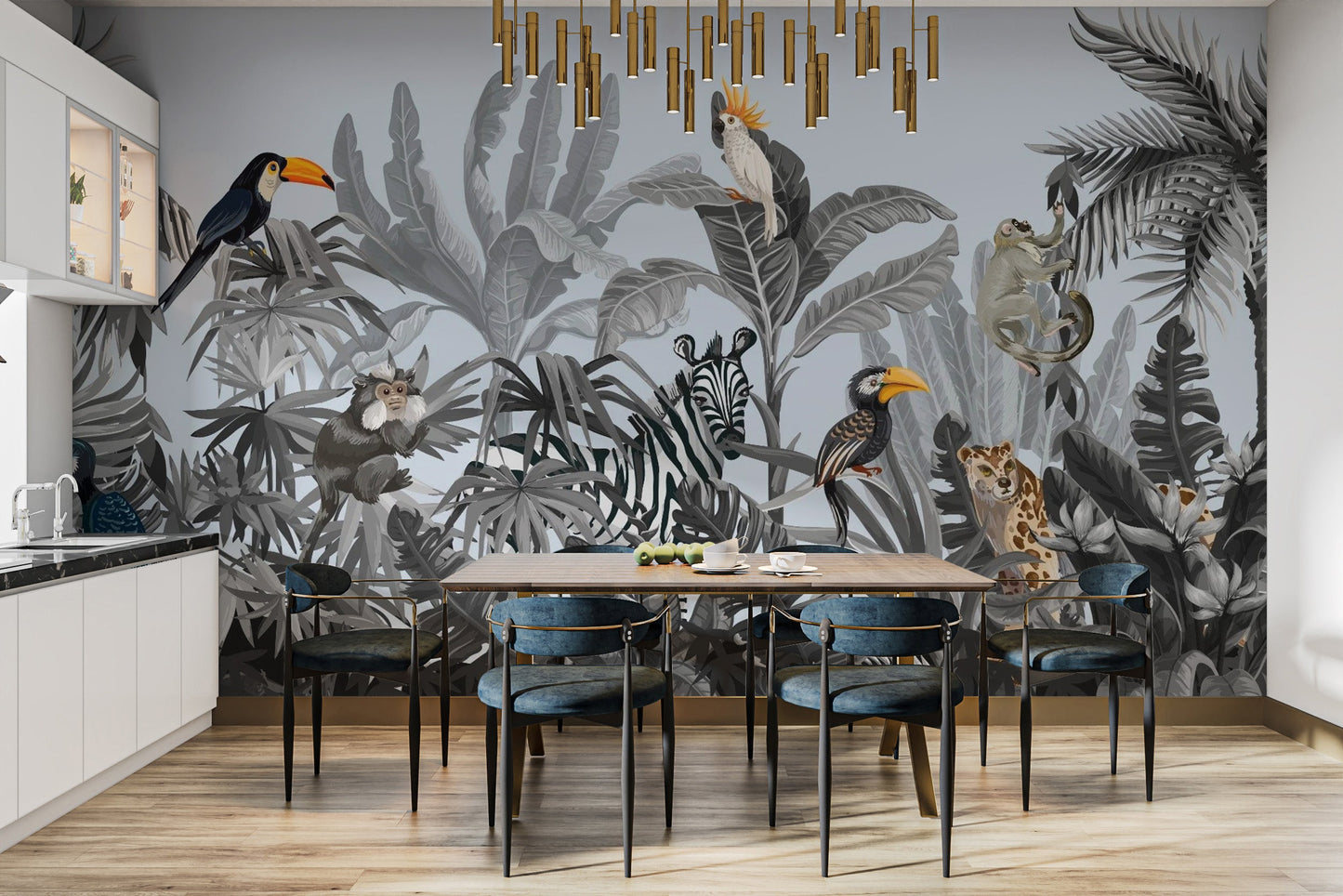 Monochrome Kids Jungle Wallpaper Mural