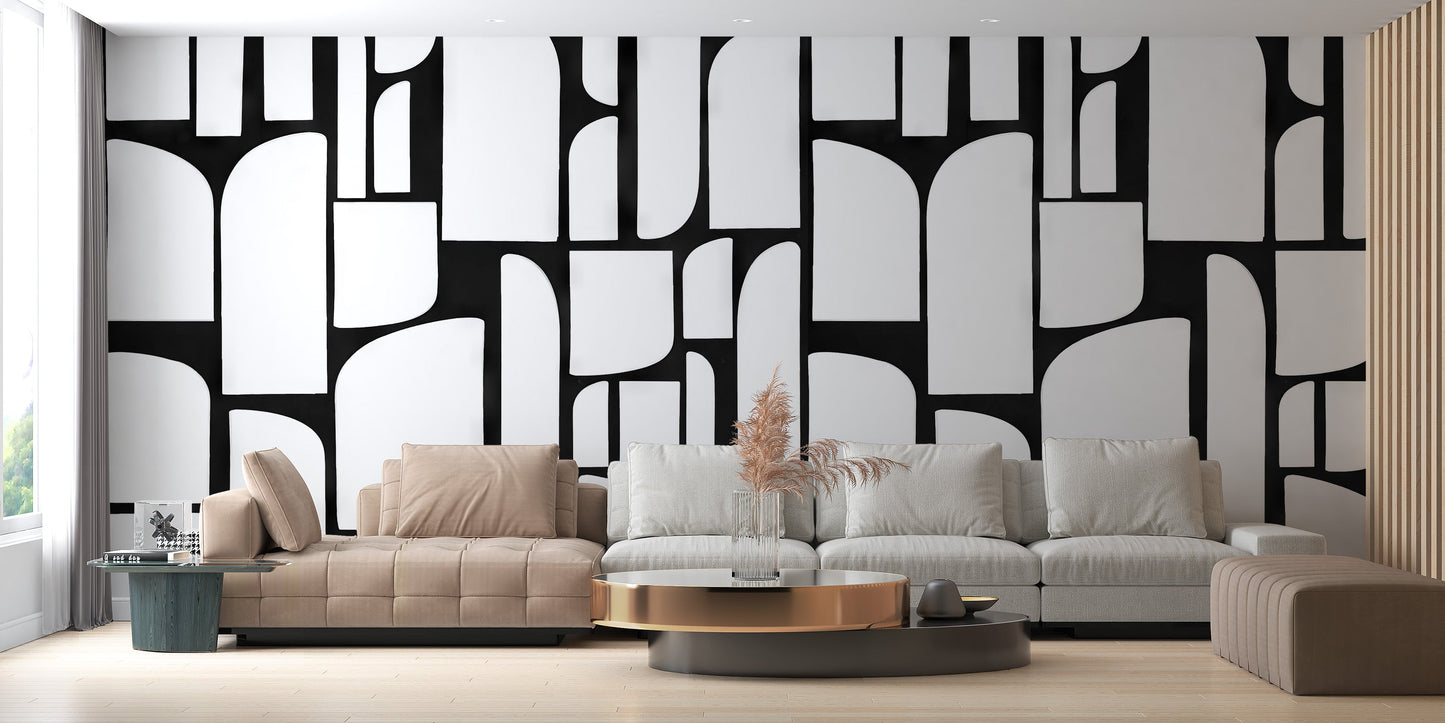 Monochrome Mosaic Tiles Mural - Giffywalls