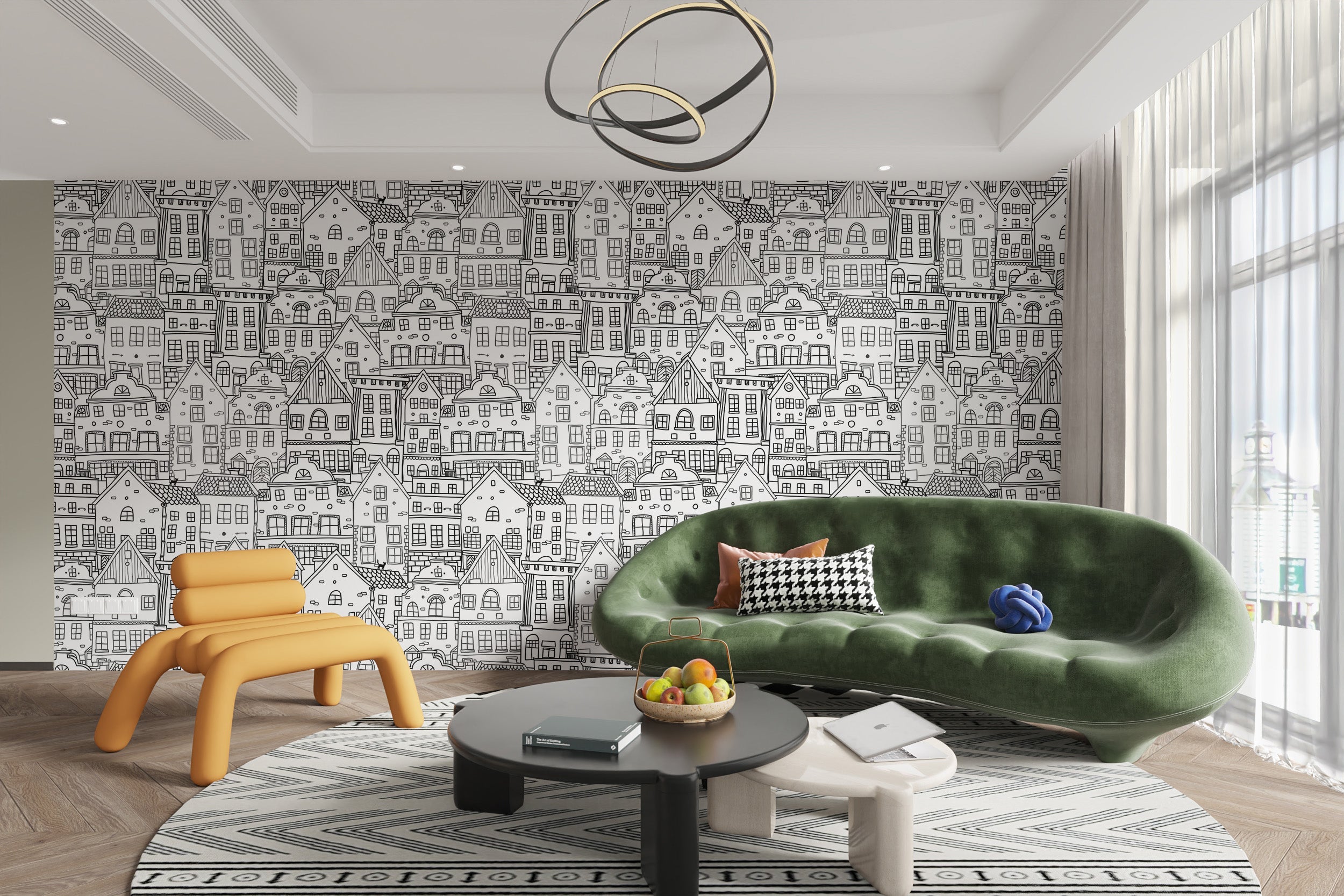 Urban-inspired Abstract Township Wallpaper Mural art