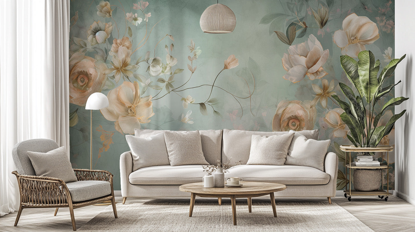 Delicate Blooming Flower Mural - Giffywalls