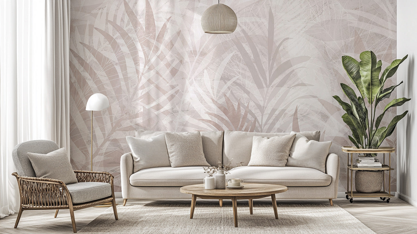 Scandinavian Leaf Elegance Mural - Giffywalls