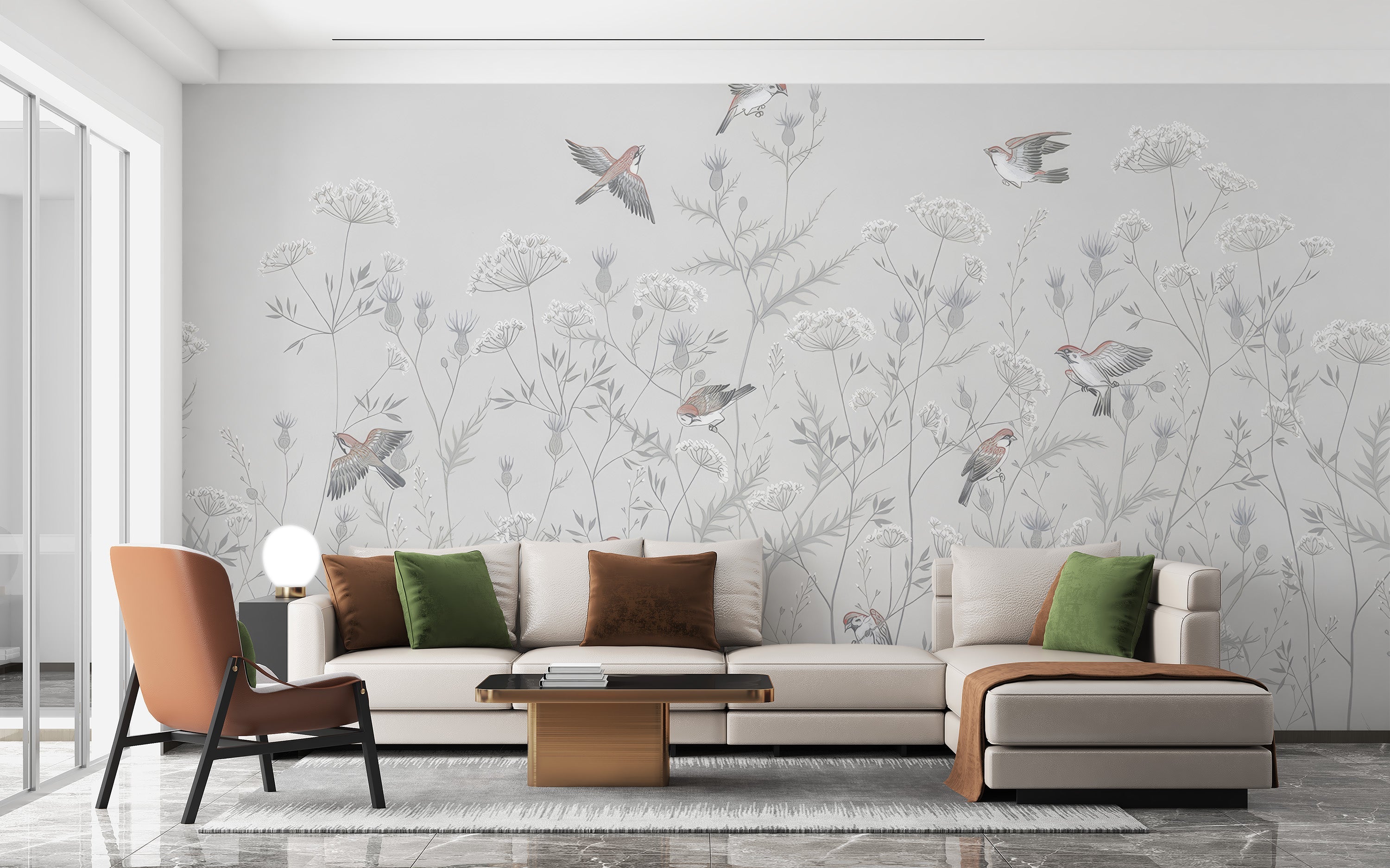 Ethereal Avian Garden Mural - Giffywalls