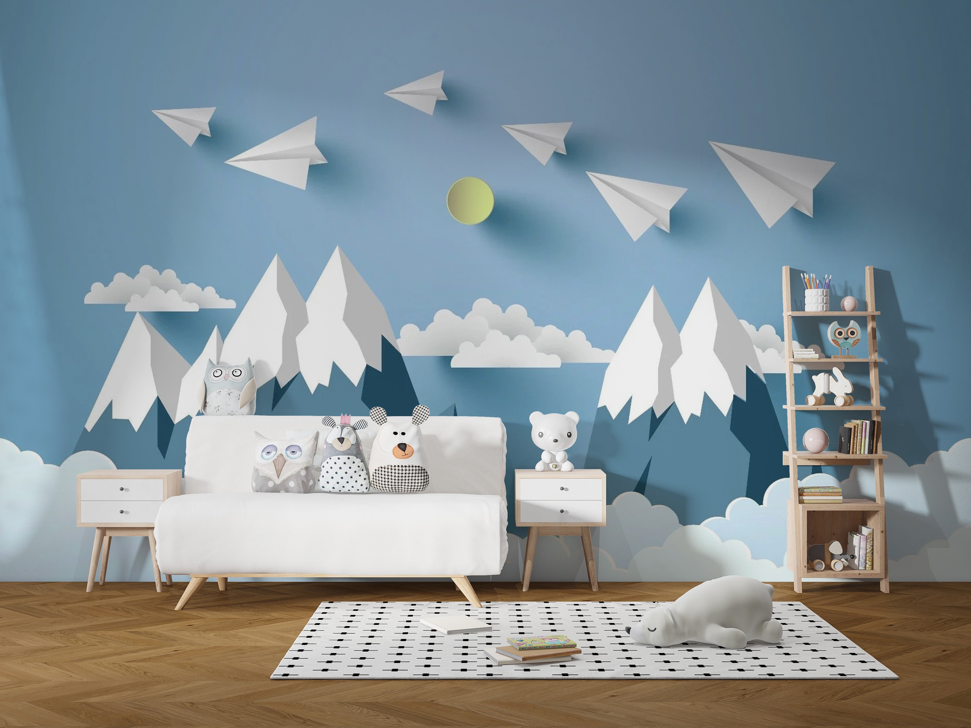 Flying Planes on Mountain Wallpaper Mural for kids' rooms
