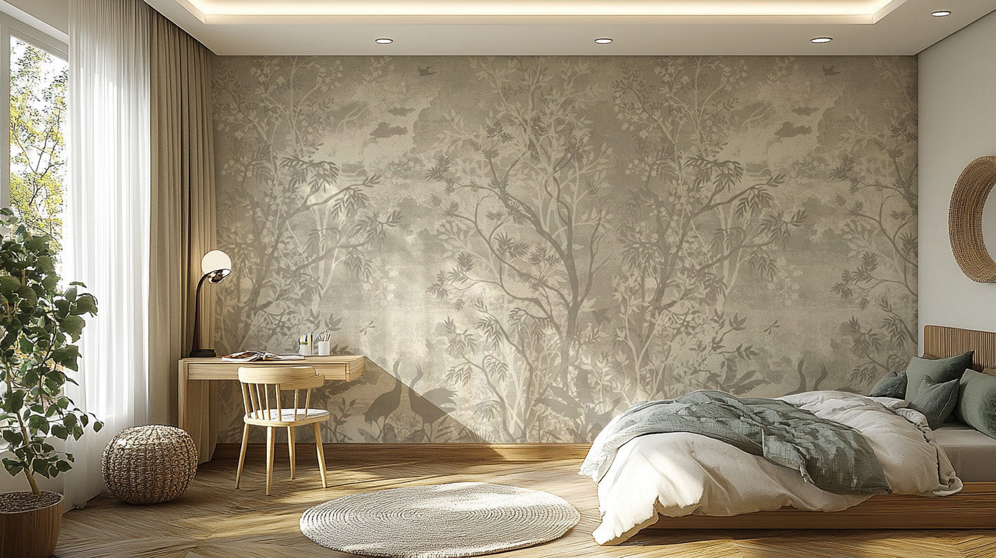 Moonlit Aves Wallpaper Mural - Giffywalls