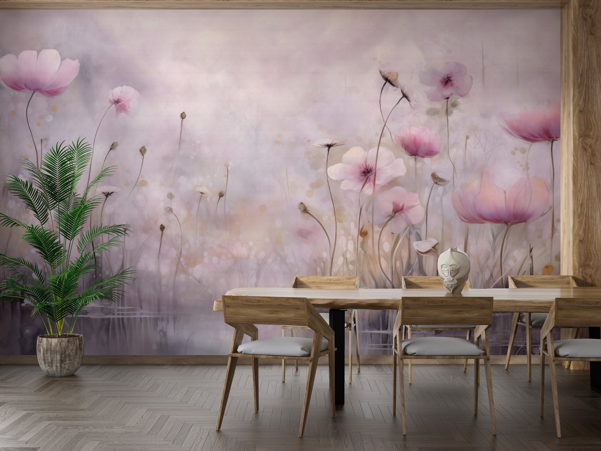 Pink Water Poppies Floral Wallpaper - Giffywalls