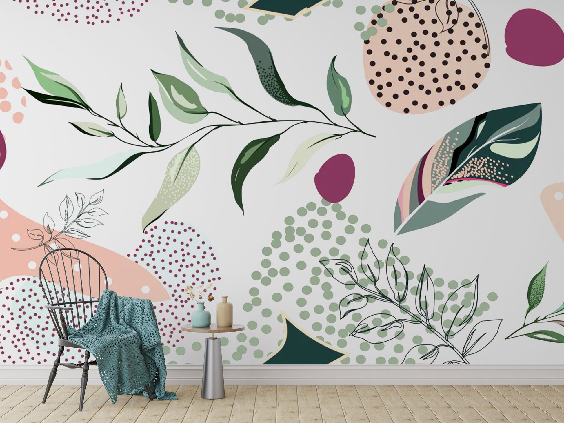 Botanical Pattern Abstract Leaves Wallpaper Murals - Giffywalls