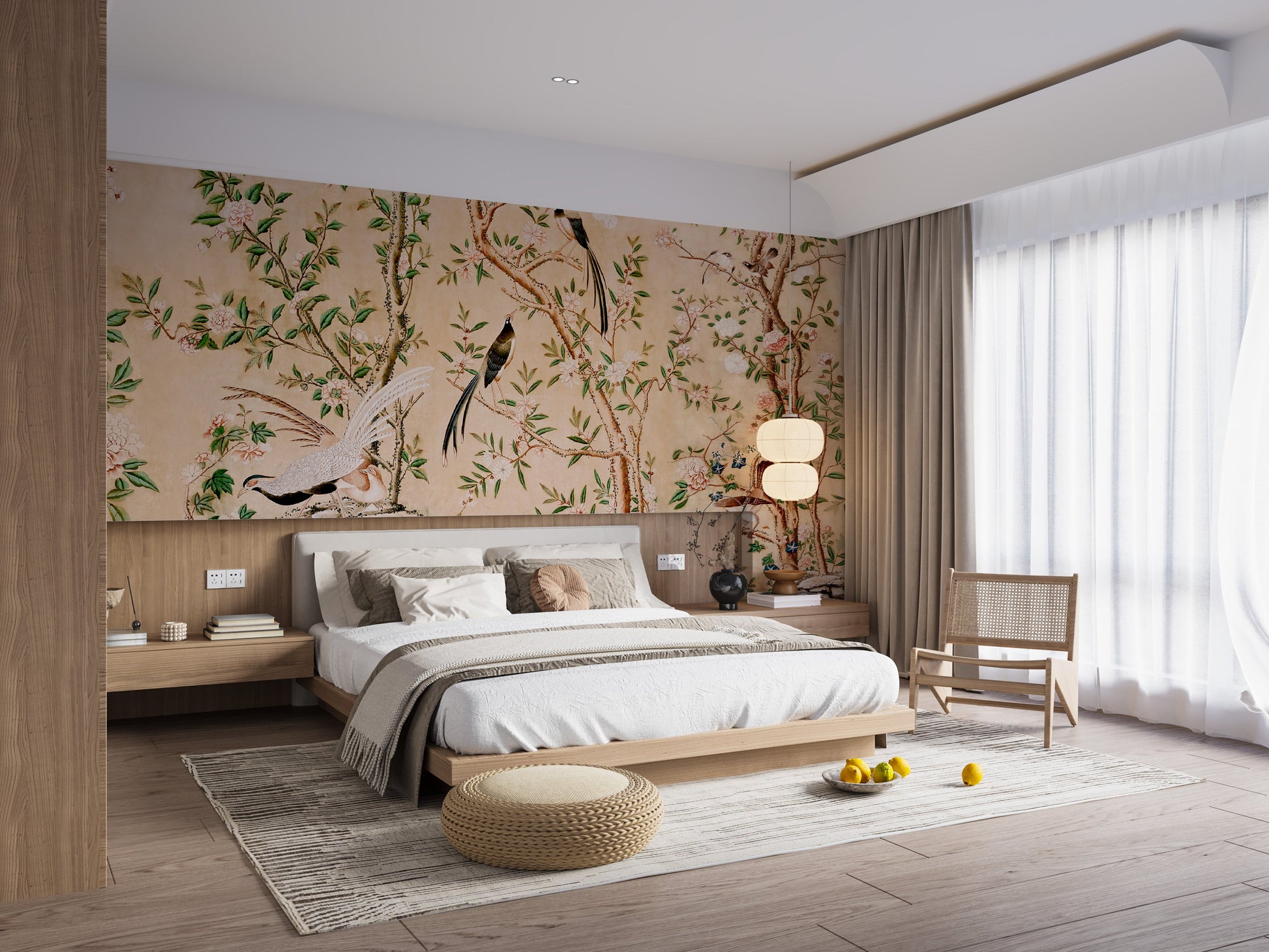 Sepia Chinoiserie Chinese Wallpaper Murals - Giffywalls