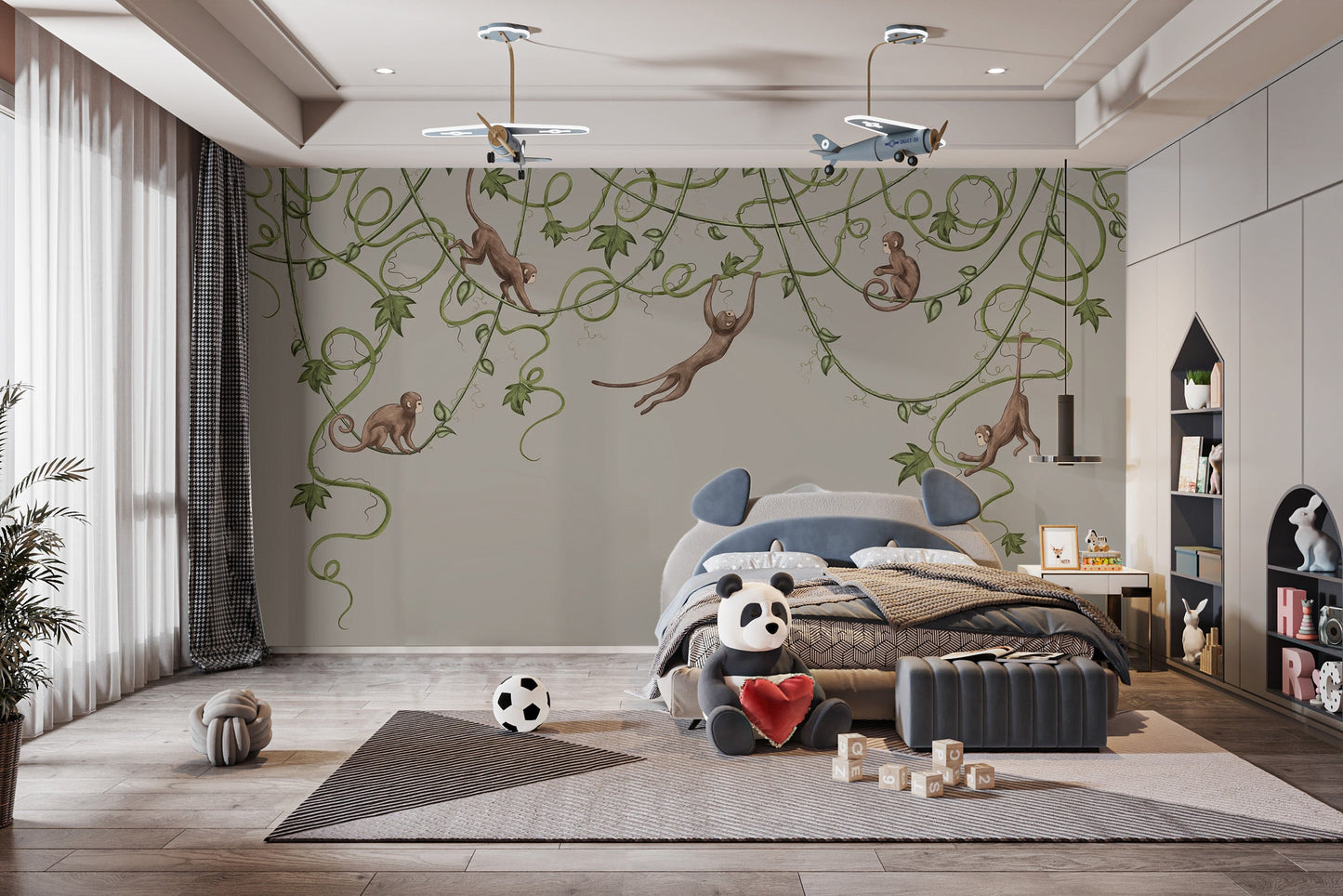 Joyful Monkey Nursery Wallpaper - Giffywalls