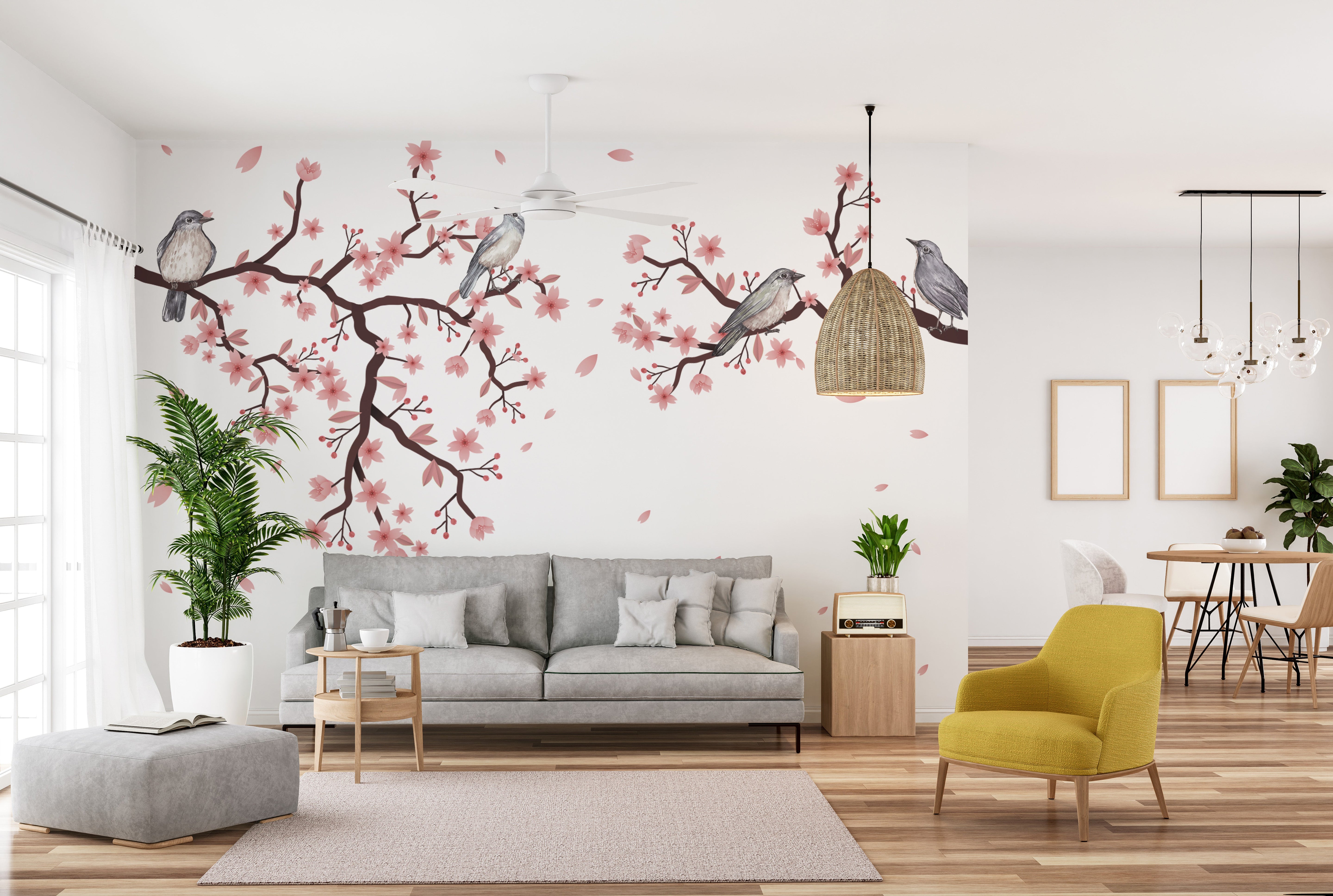 Cherry blossoms in Dawn Chorus Wall Mural