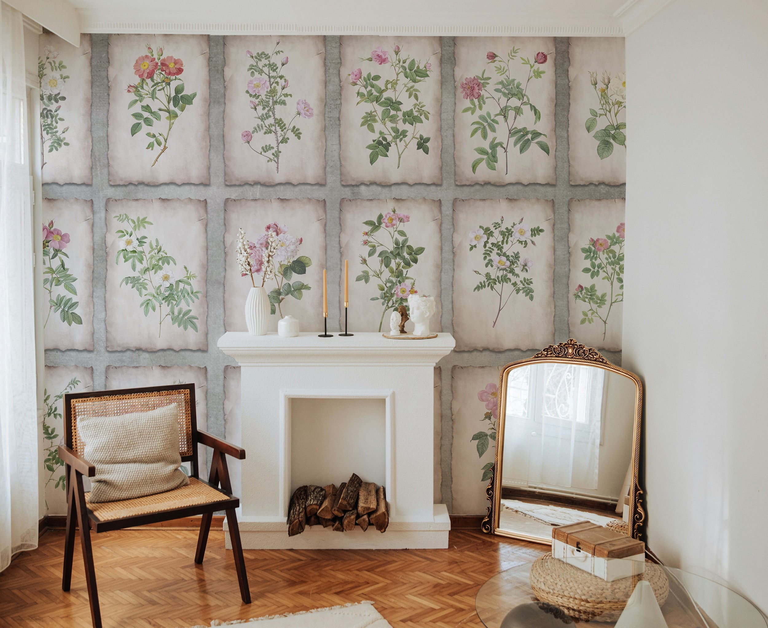 Classic heritage botanicals framed in stunning mural