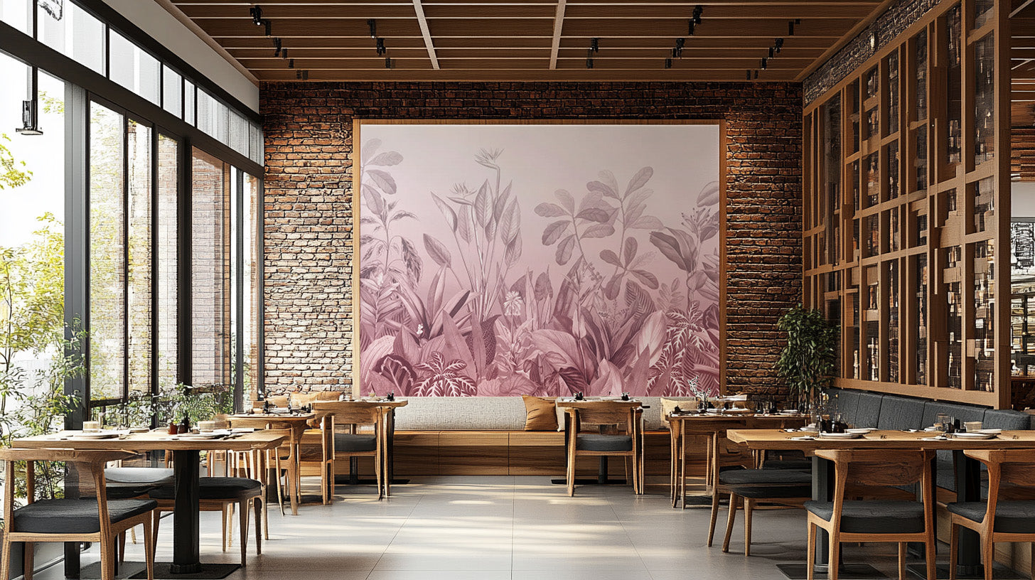 Pink Tropical Jungle Wall Mural - Giffywalls