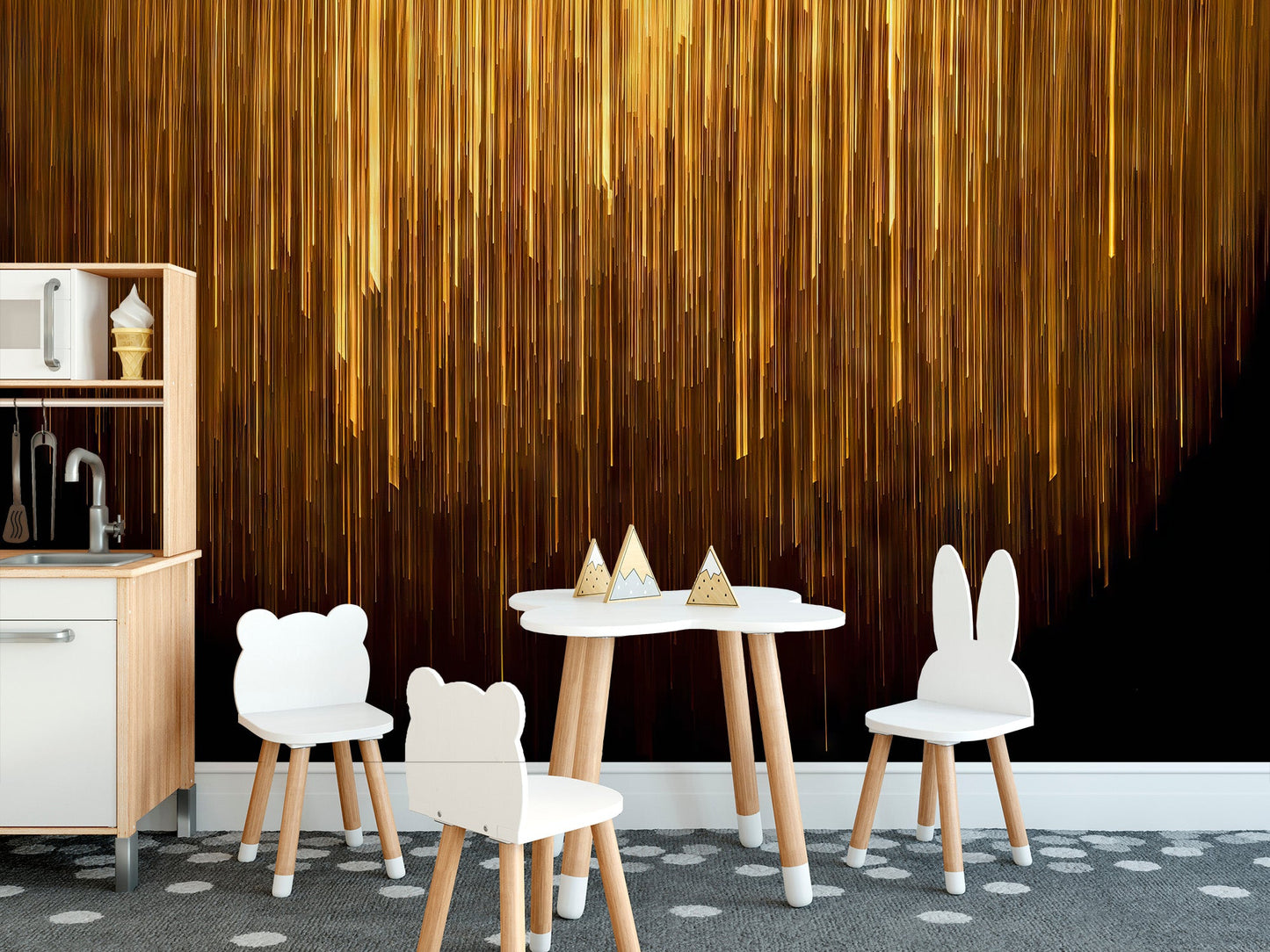 Luxury Gold 3D Wallpaper Mural Dining Room