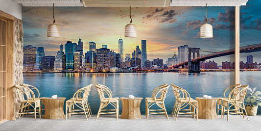 New York sunset panorama wallpaper for urban decor