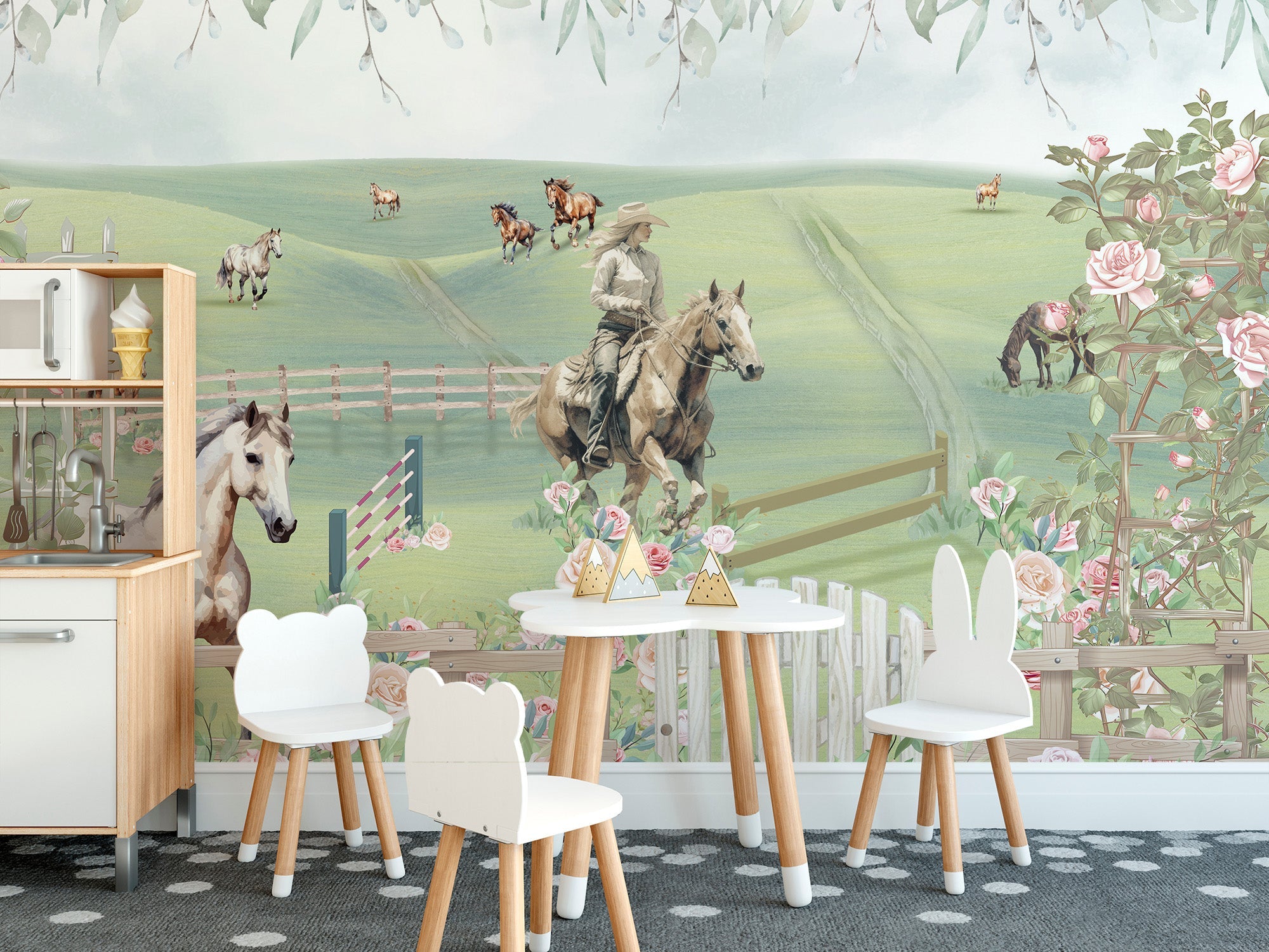 Pastoral Pony Playland Wall Mural - Giffywalls