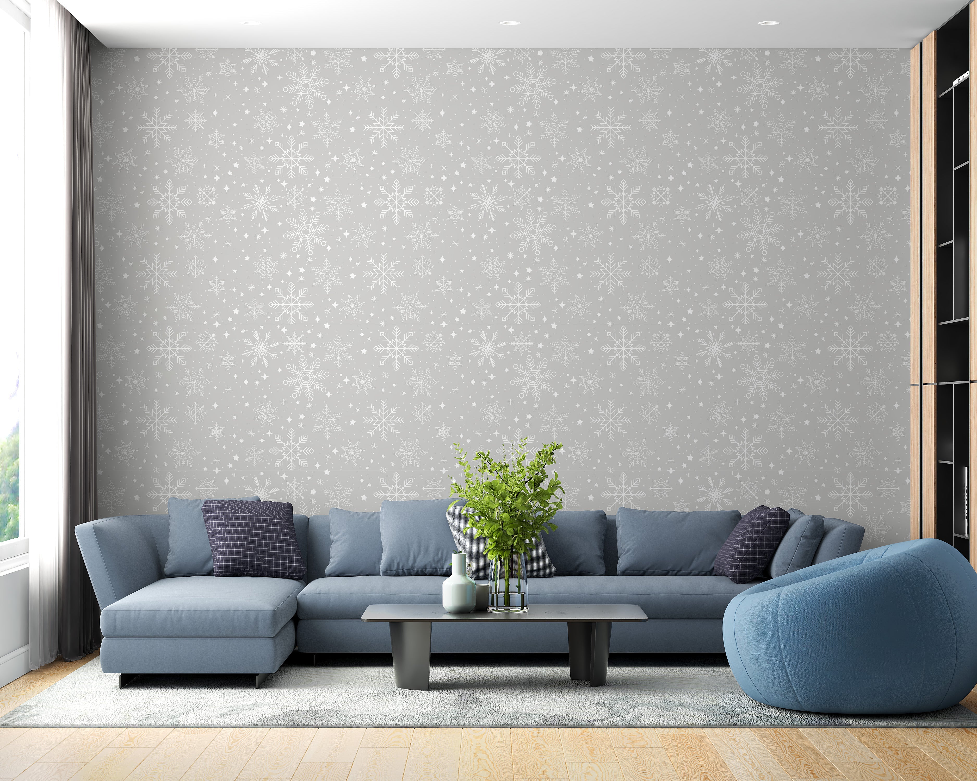 Cozy gray snowflakes wallpaper for winter
