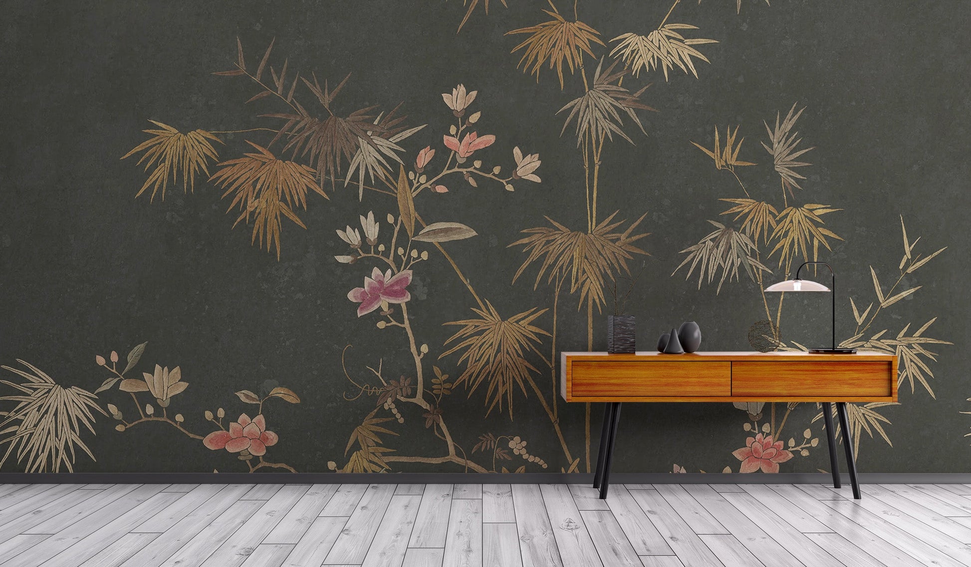 Elegant Chinoiserie Garden Bamboo Grove Wallpaper