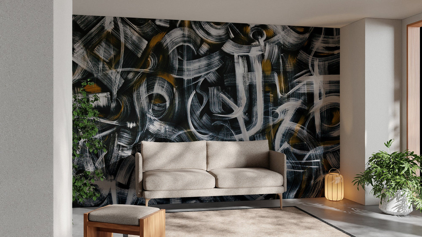 Abstract Graffiti Brush Strokes Wall Mural - Giffywalls