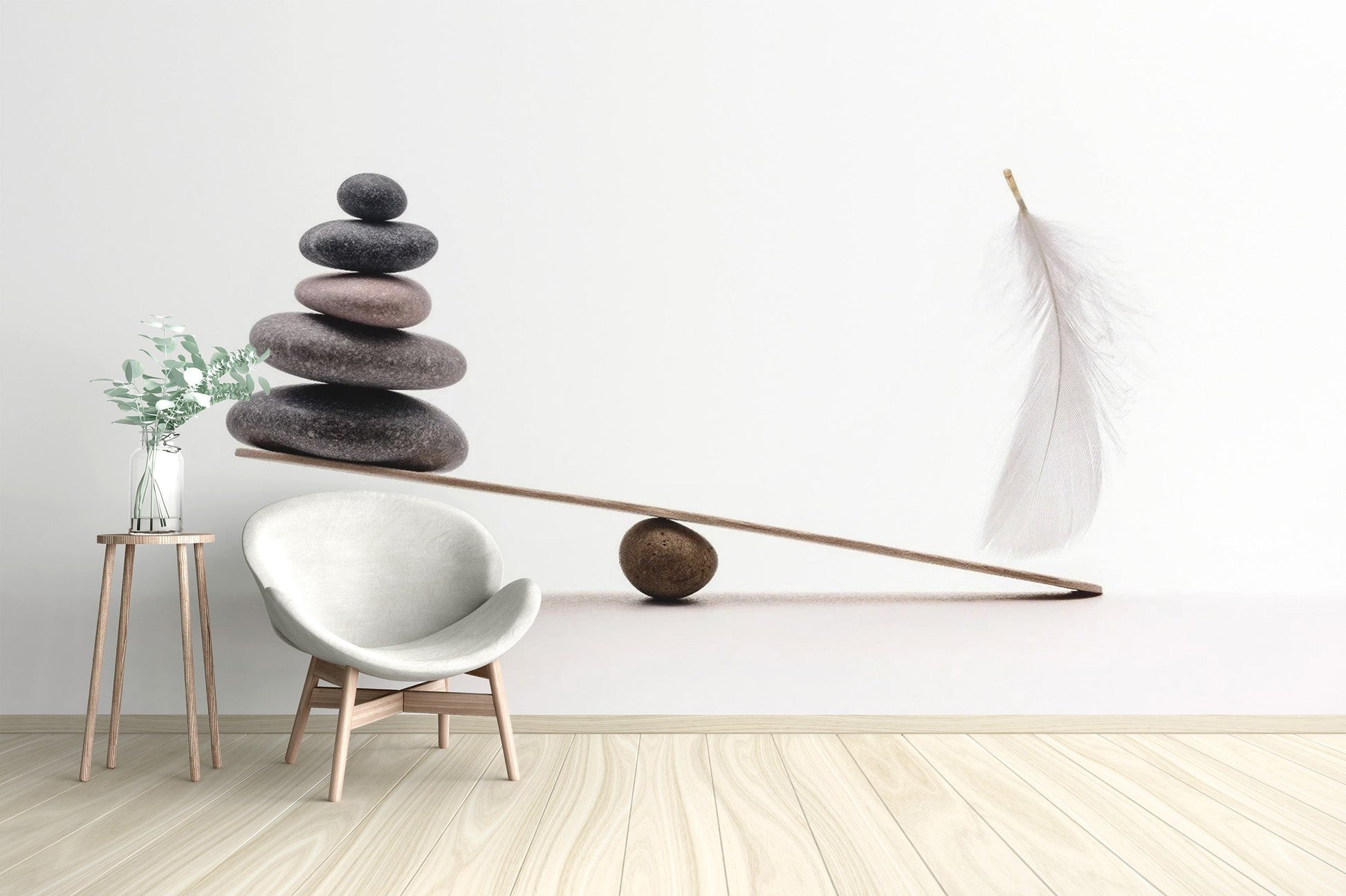 Spa Stones Plume Wallpaper Mural - Giffywalls