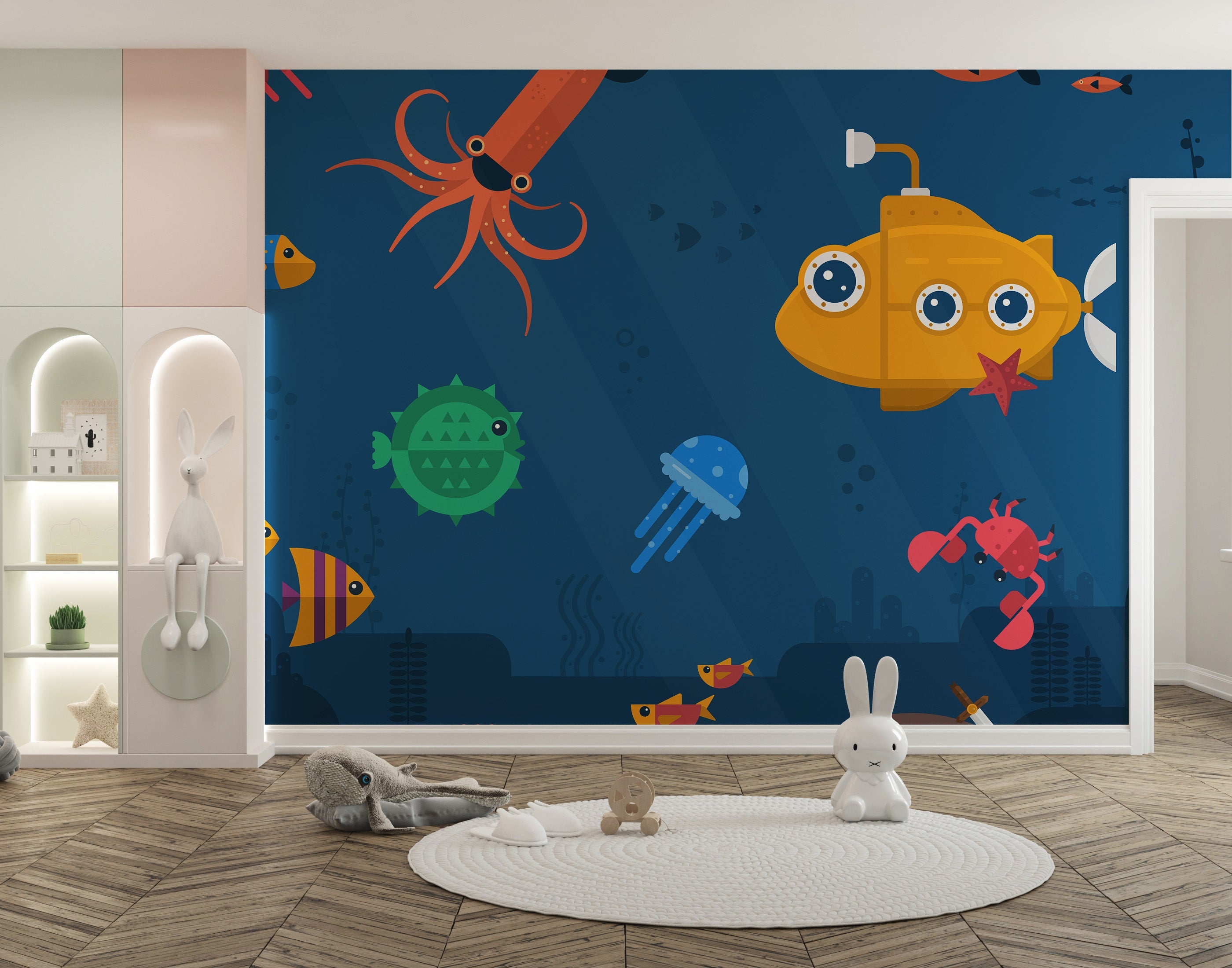 Sea Fishes & Submarine Wallpaper Murals - Giffywalls