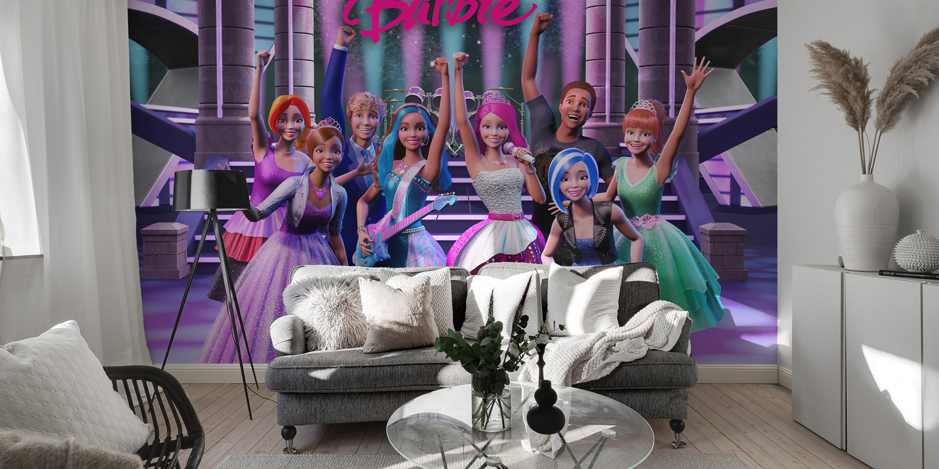 Rockstar Princess Barbie wallpaper mural for kids' rooms
