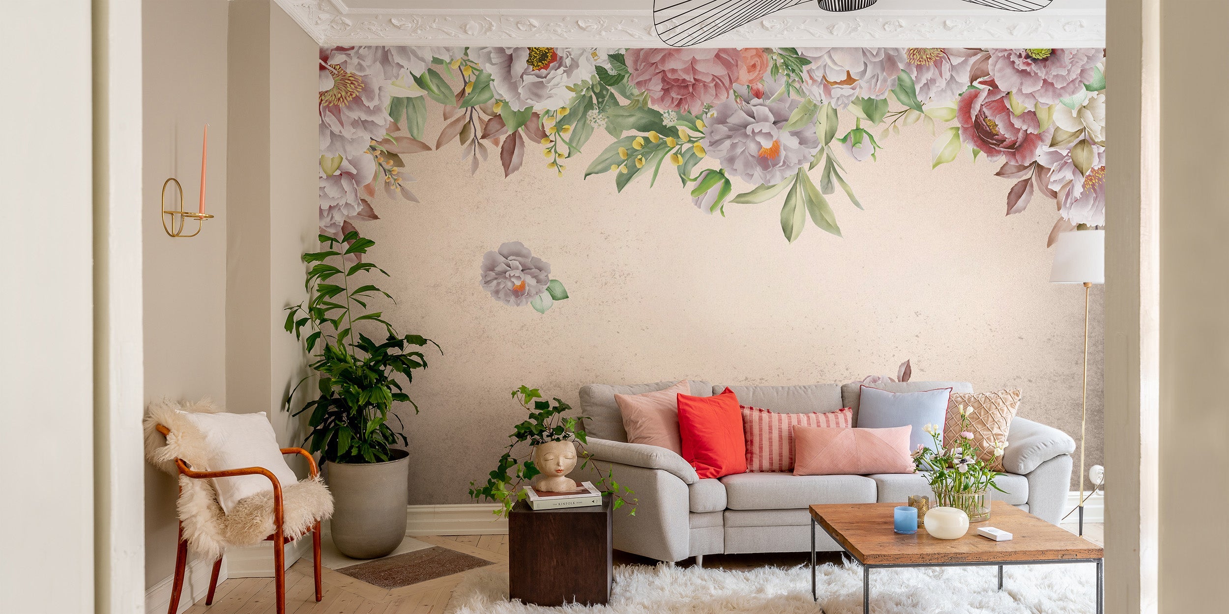 Blush Peony Paradise Mural for wall upgrades