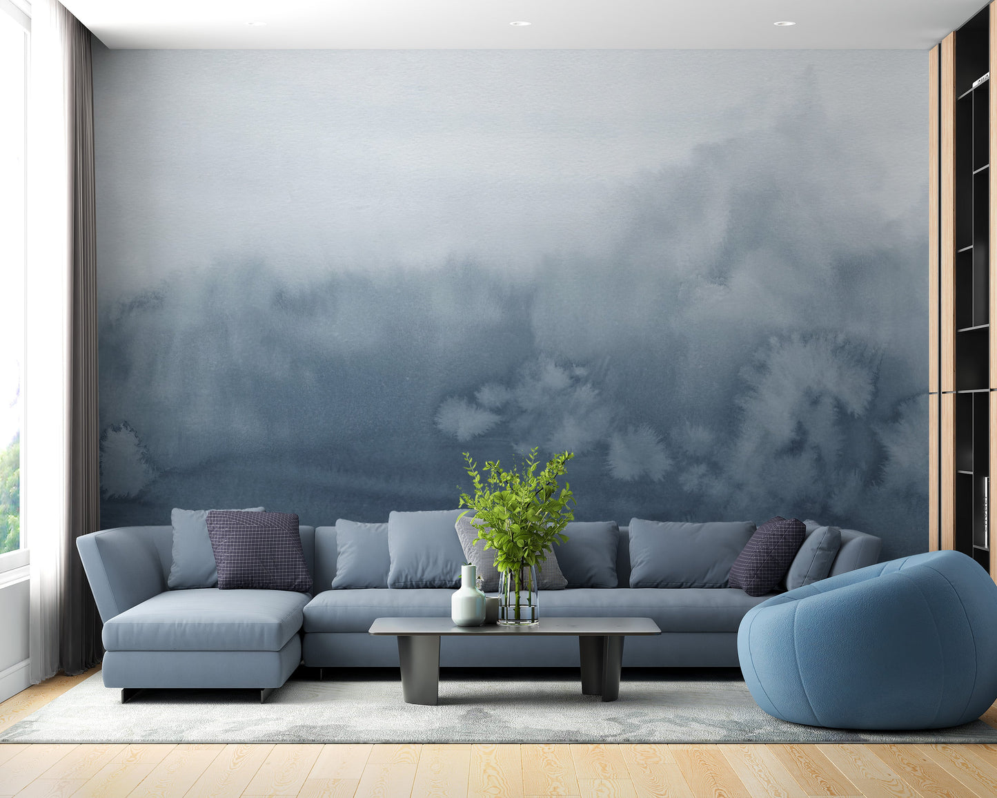 Blue Tone Ombre Wall Mural - Giffywalls