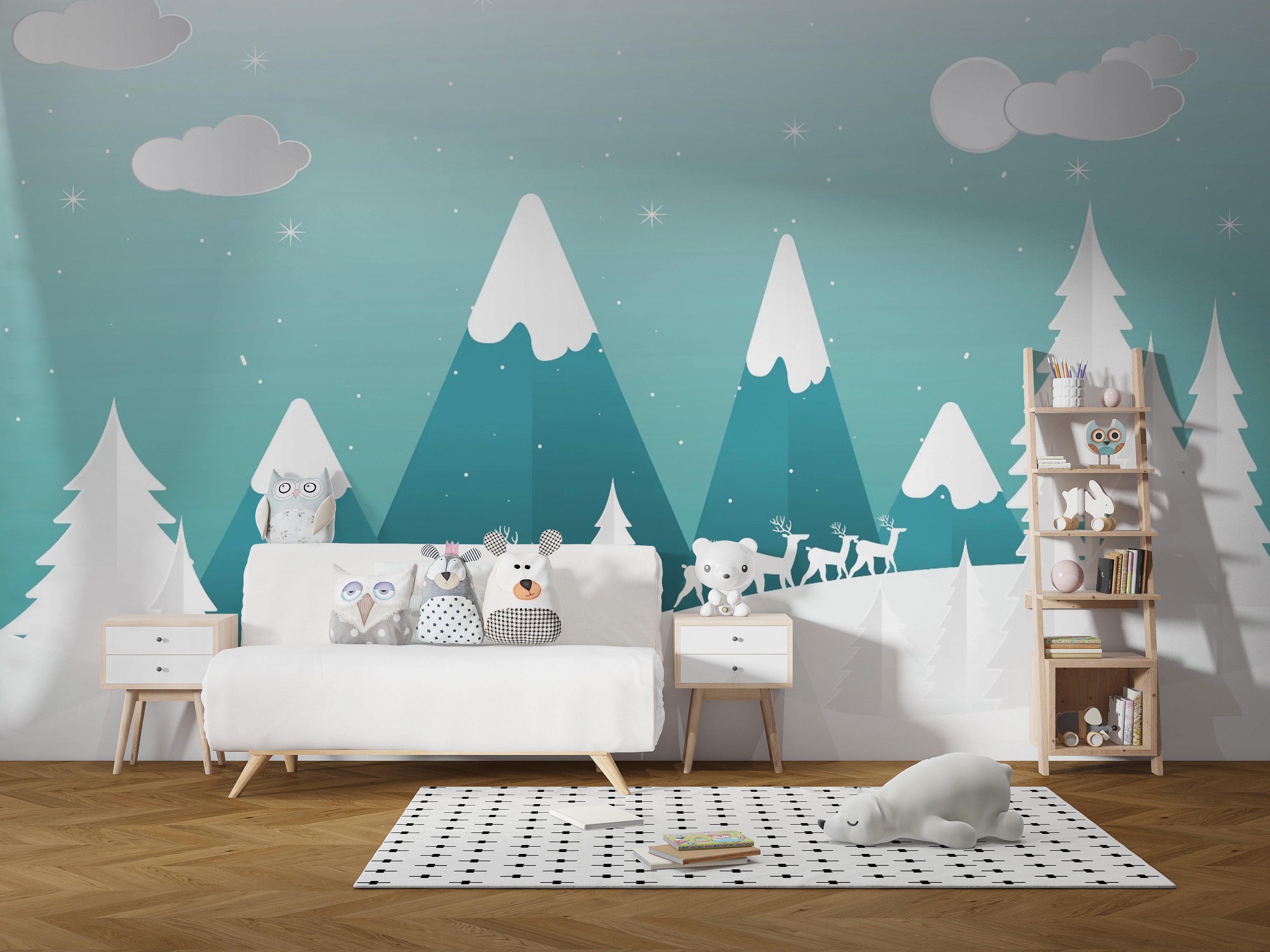 Removable Turquoise Snowpeaks Wallpaper Mural