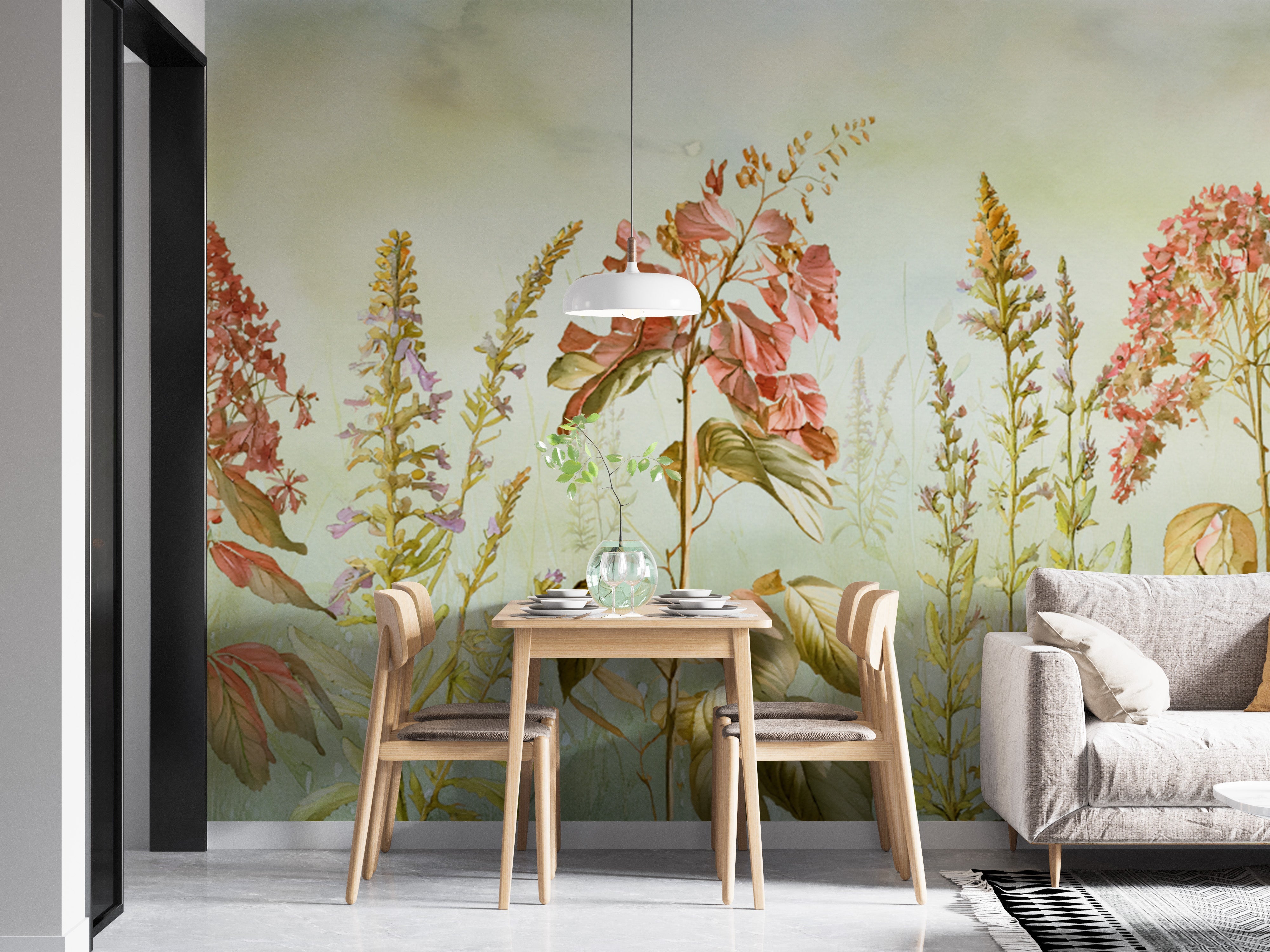 Transform your space with beautiful wild flowers meadows wallpaper.