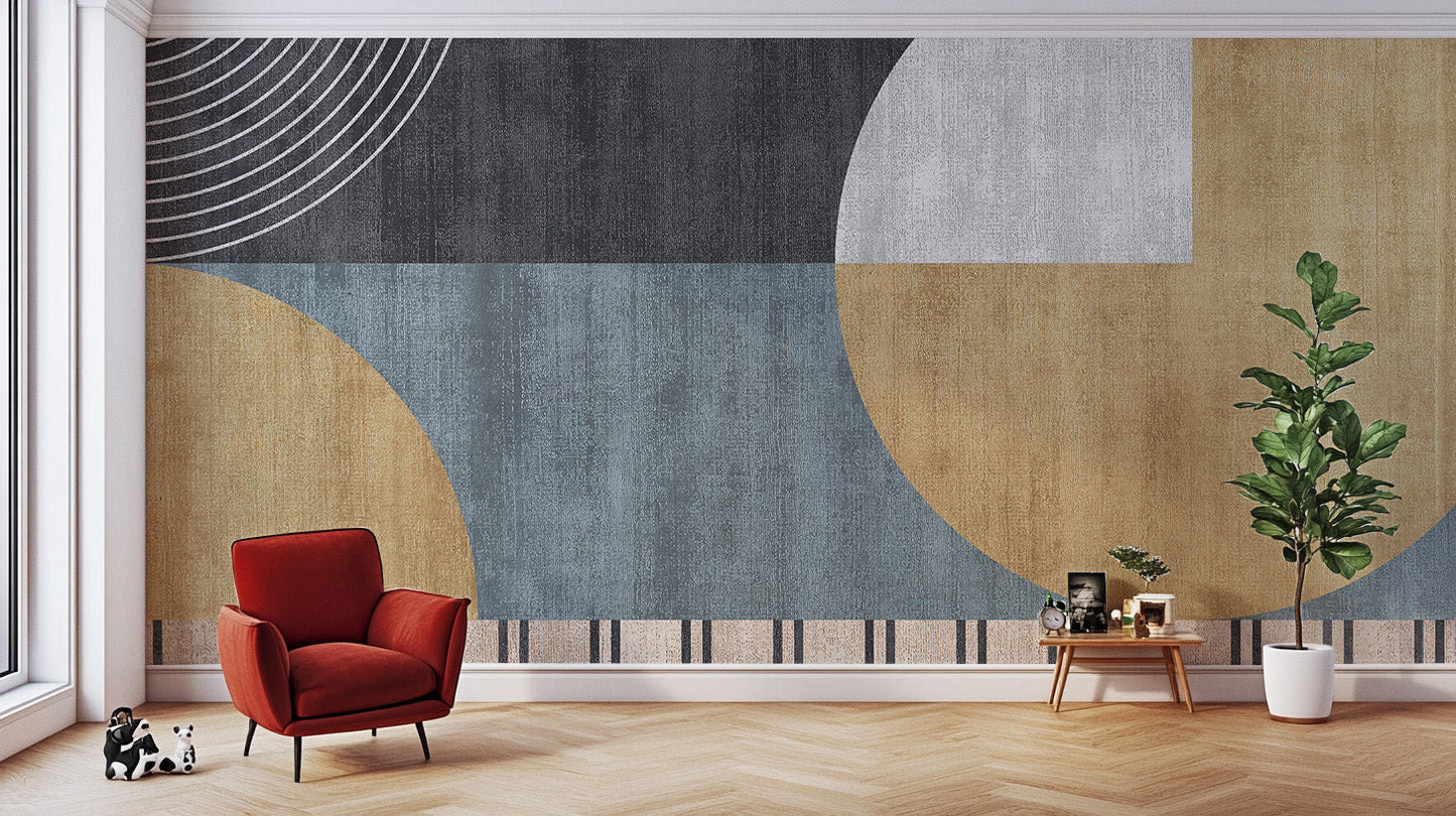 Abstract Retro Geometric Mural - Giffywalls