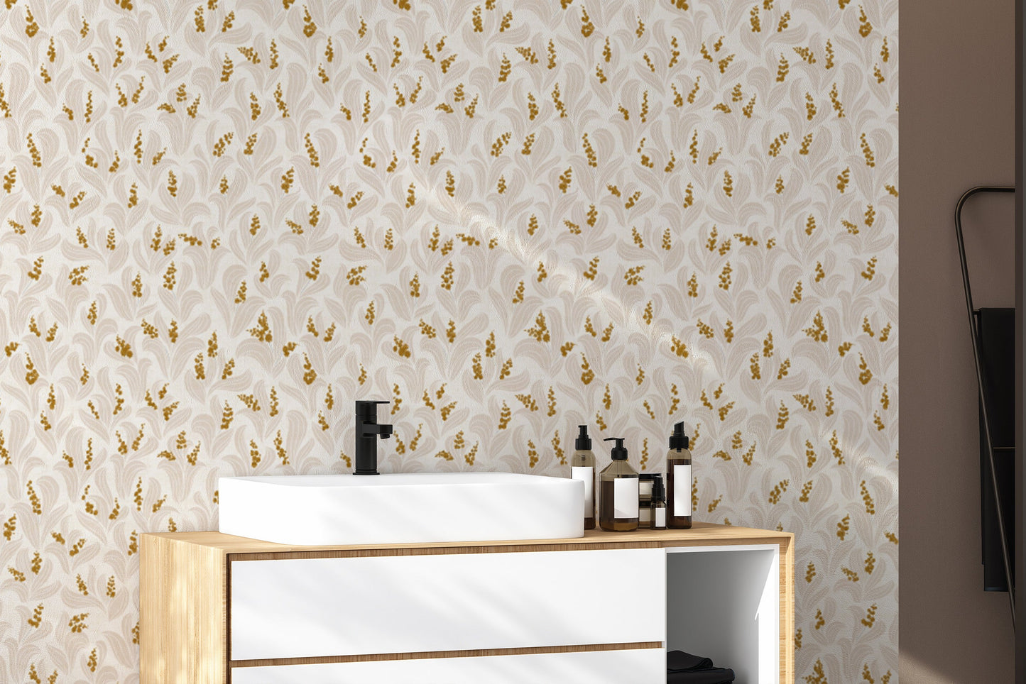 Luxurious golden lily valley wallpaper for walls