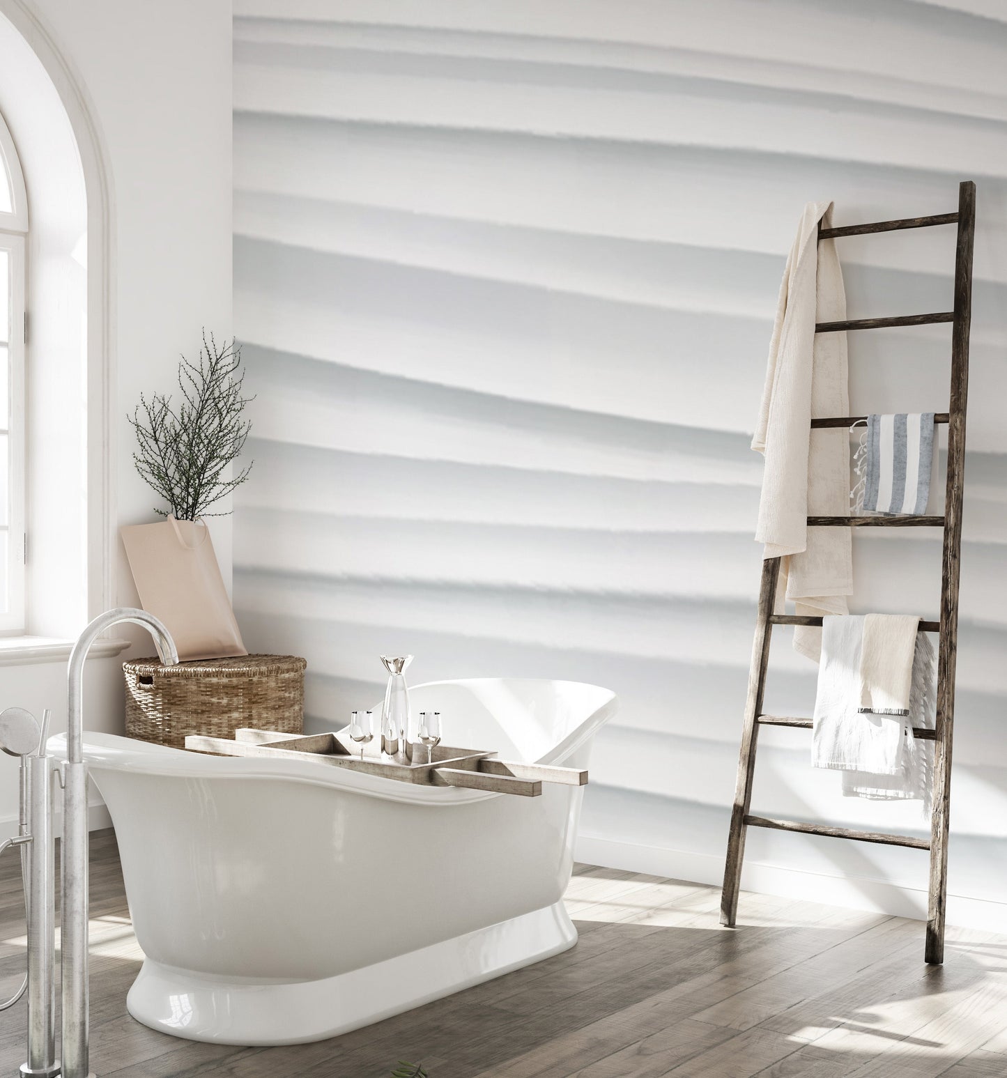 Abstract White Waves Wallpaper Mural - Giffywalls