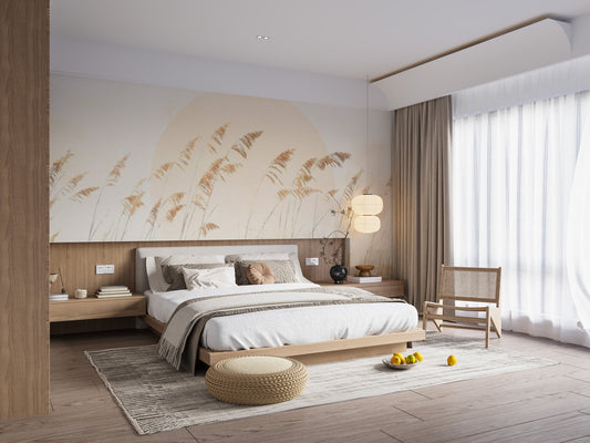 Beige Reed Wallpaper Mural