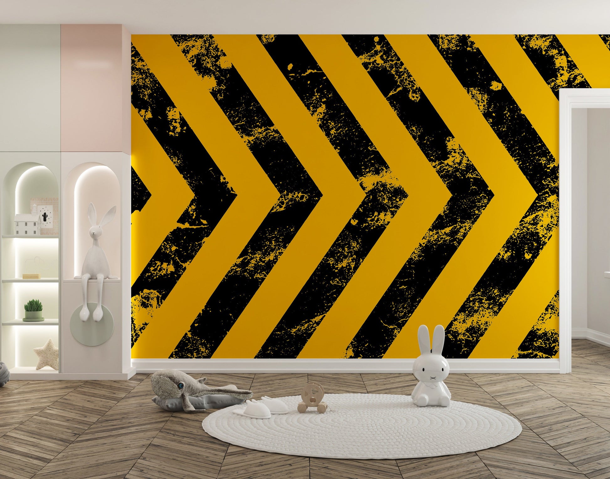 Yellow Grunge Hazard Stripes Wallpaper - Giffywalls