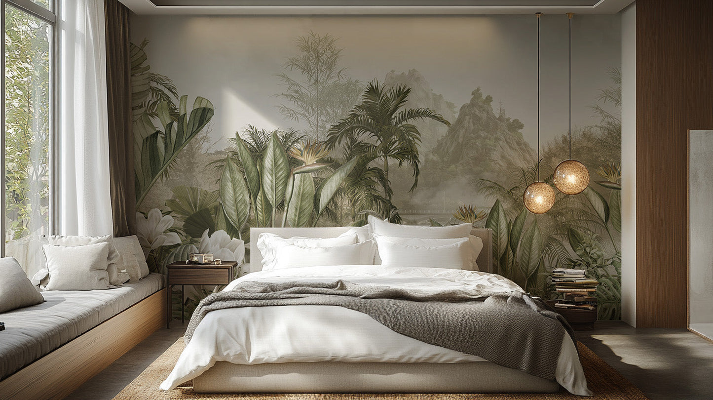 Ethereal Jungle Panorama Mural - Giffywalls