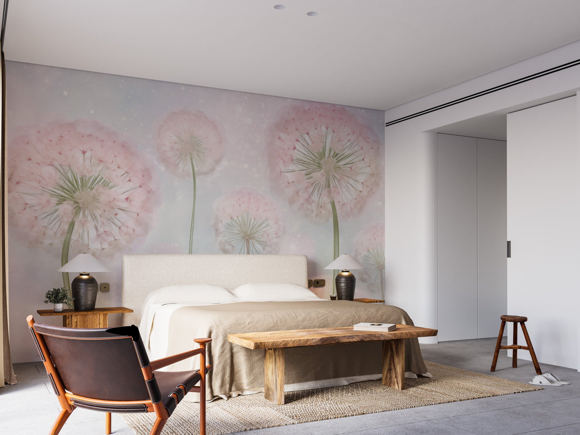 Pink Color Dandelion Seeds Wallpaper Murals - Giffywalls