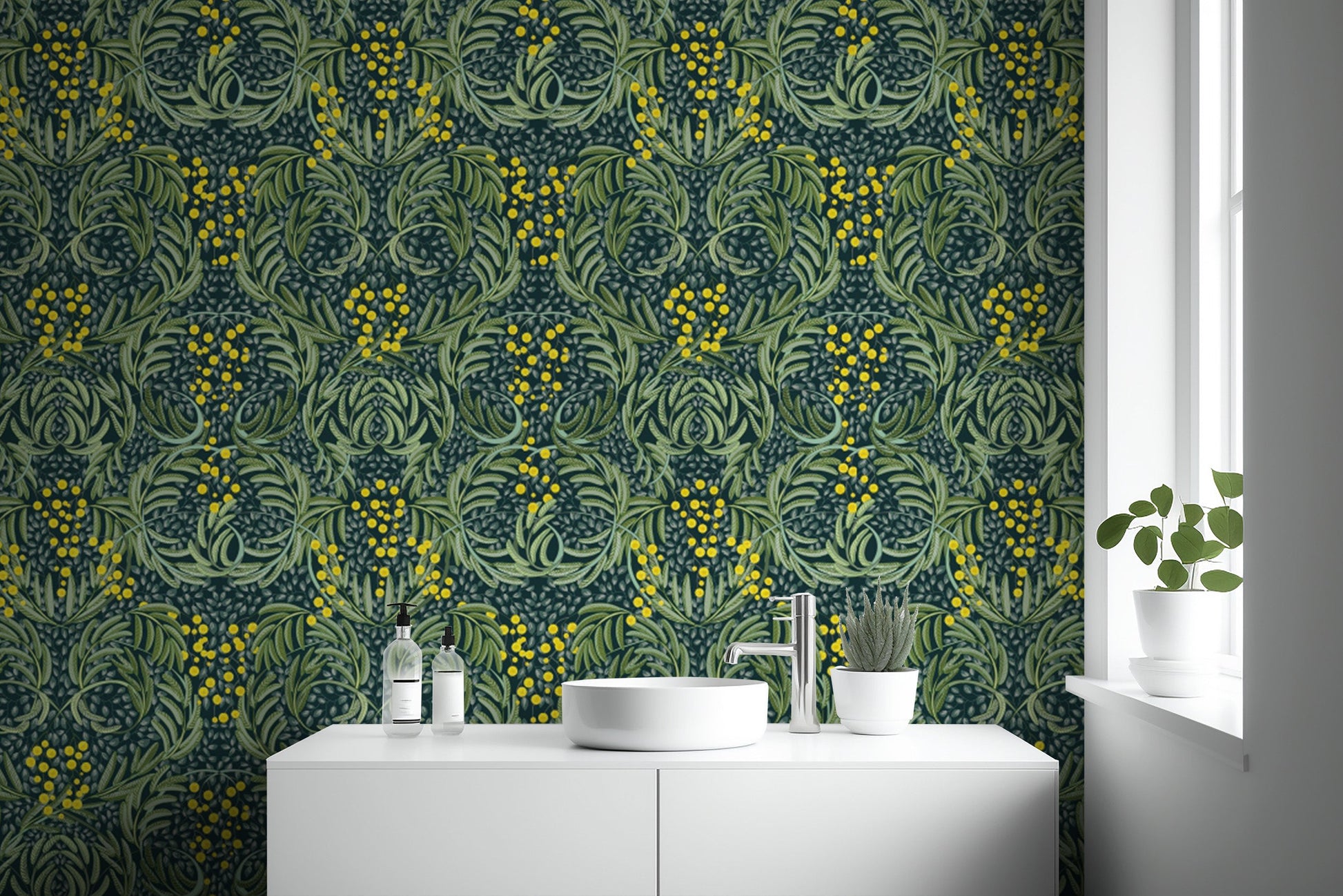 Chic mosaic floral wallpaper for elegant interiors