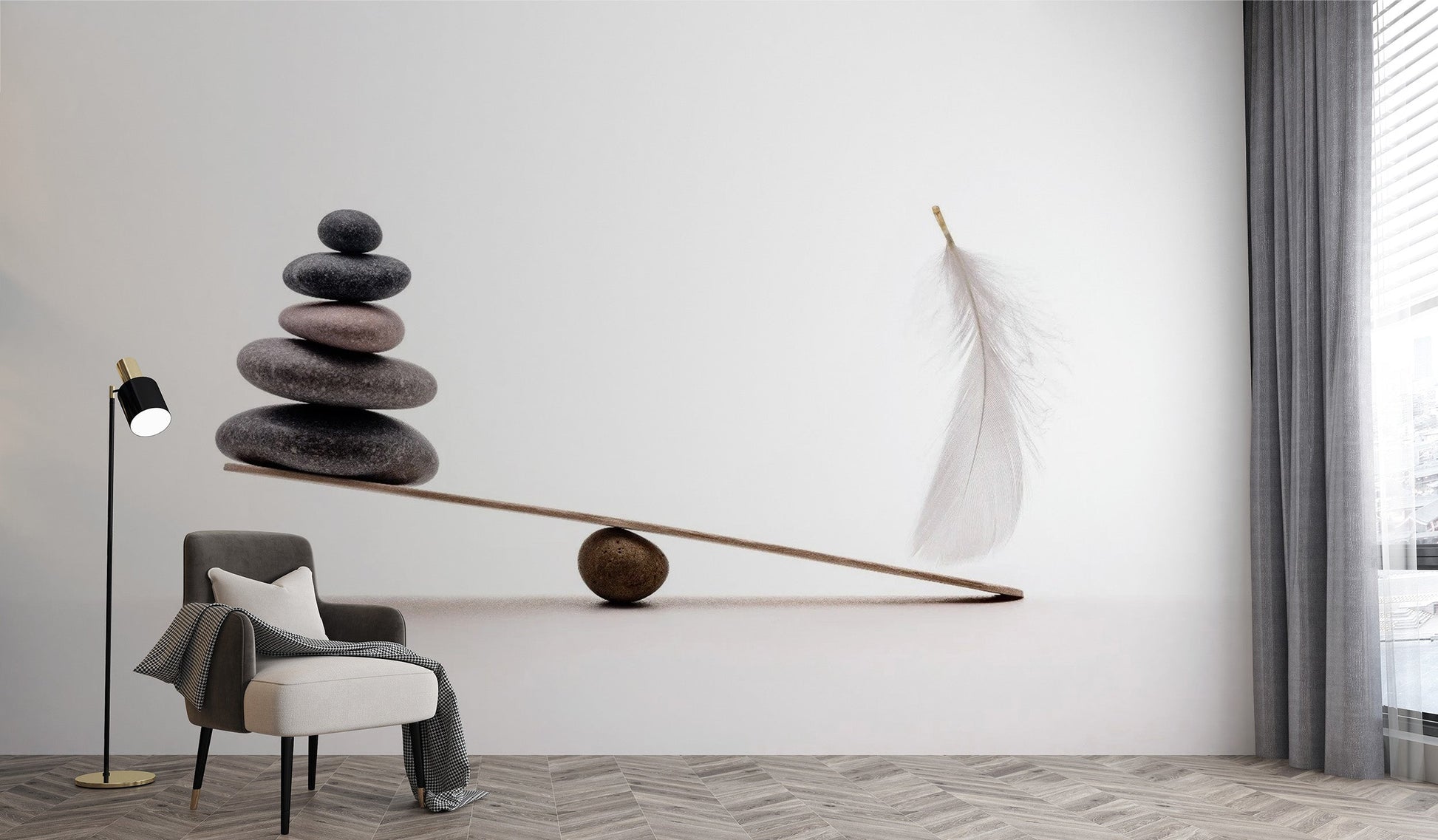 Spa Stones Plume Wallpaper Mural - Giffywalls